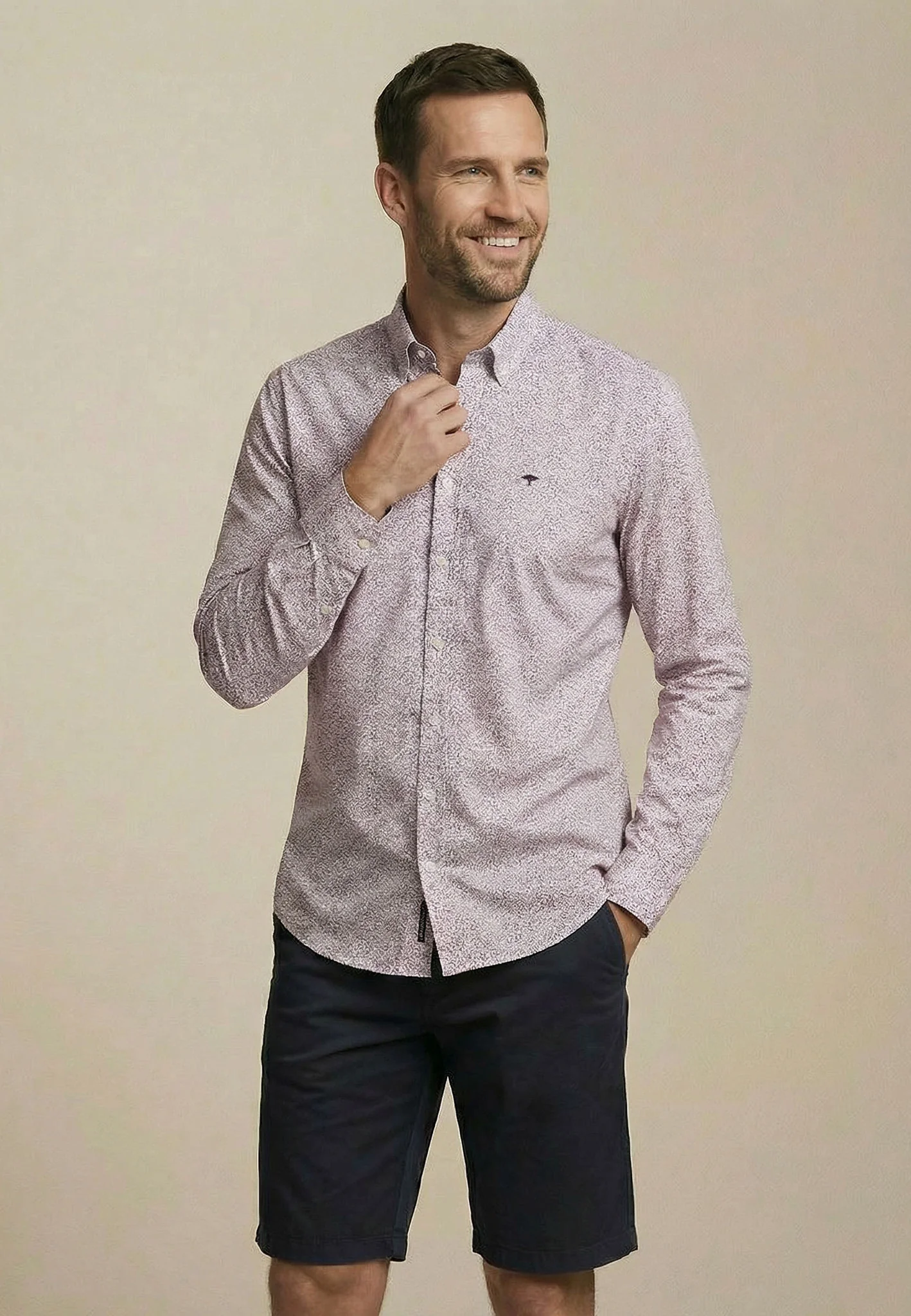 Hemd aus Baumwolle mit Button-Down-Kragen und langen Ärmeln