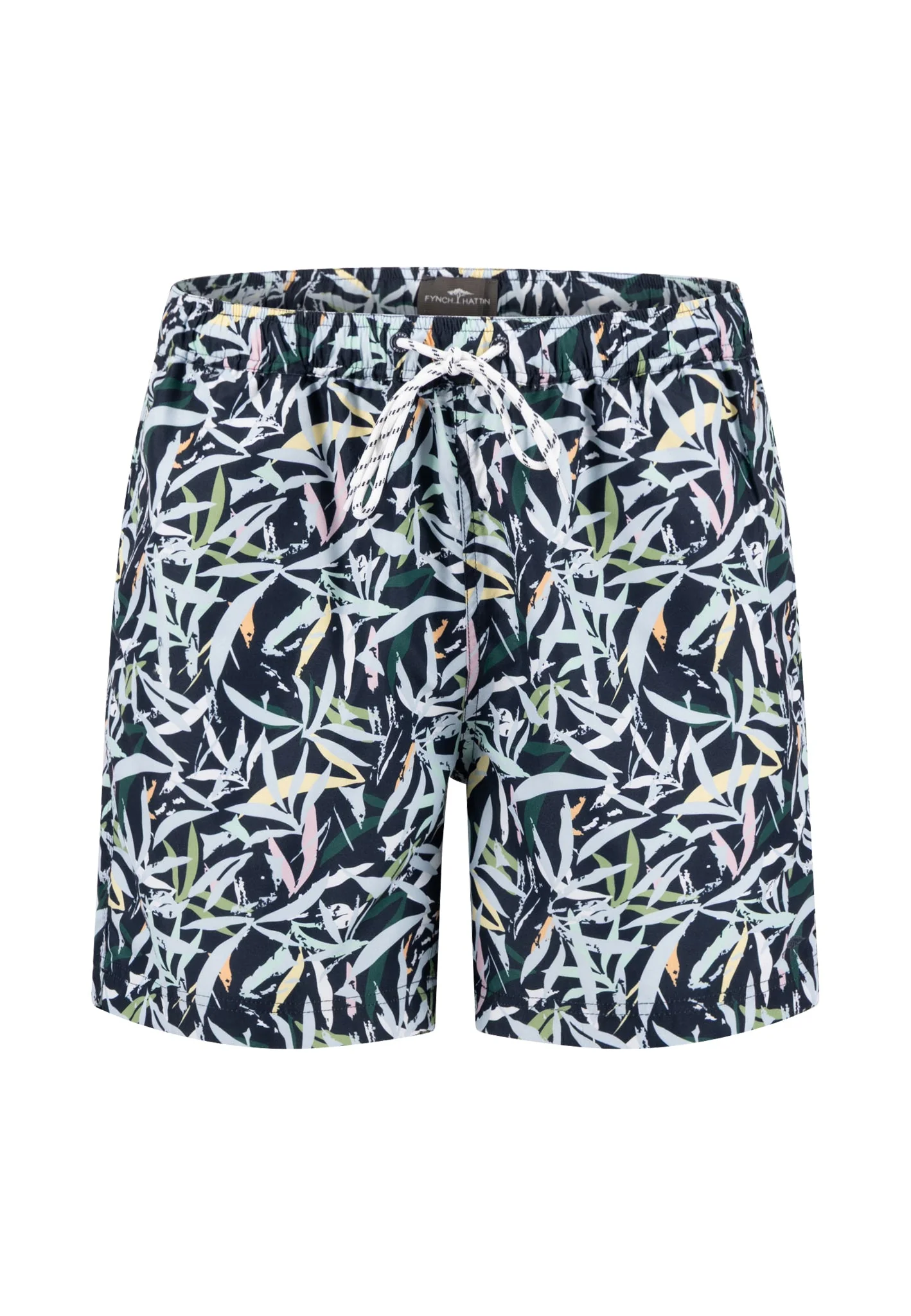 Badeshorts mit floralem Allover-Print und Kordelzug