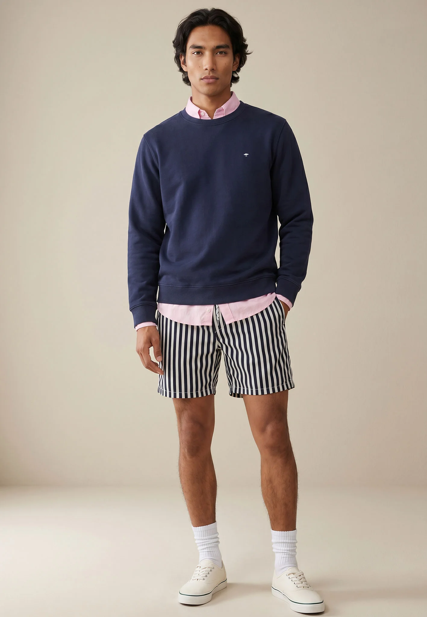 Badeshorts mit Streifenmuster und Kordelzug - Image 2