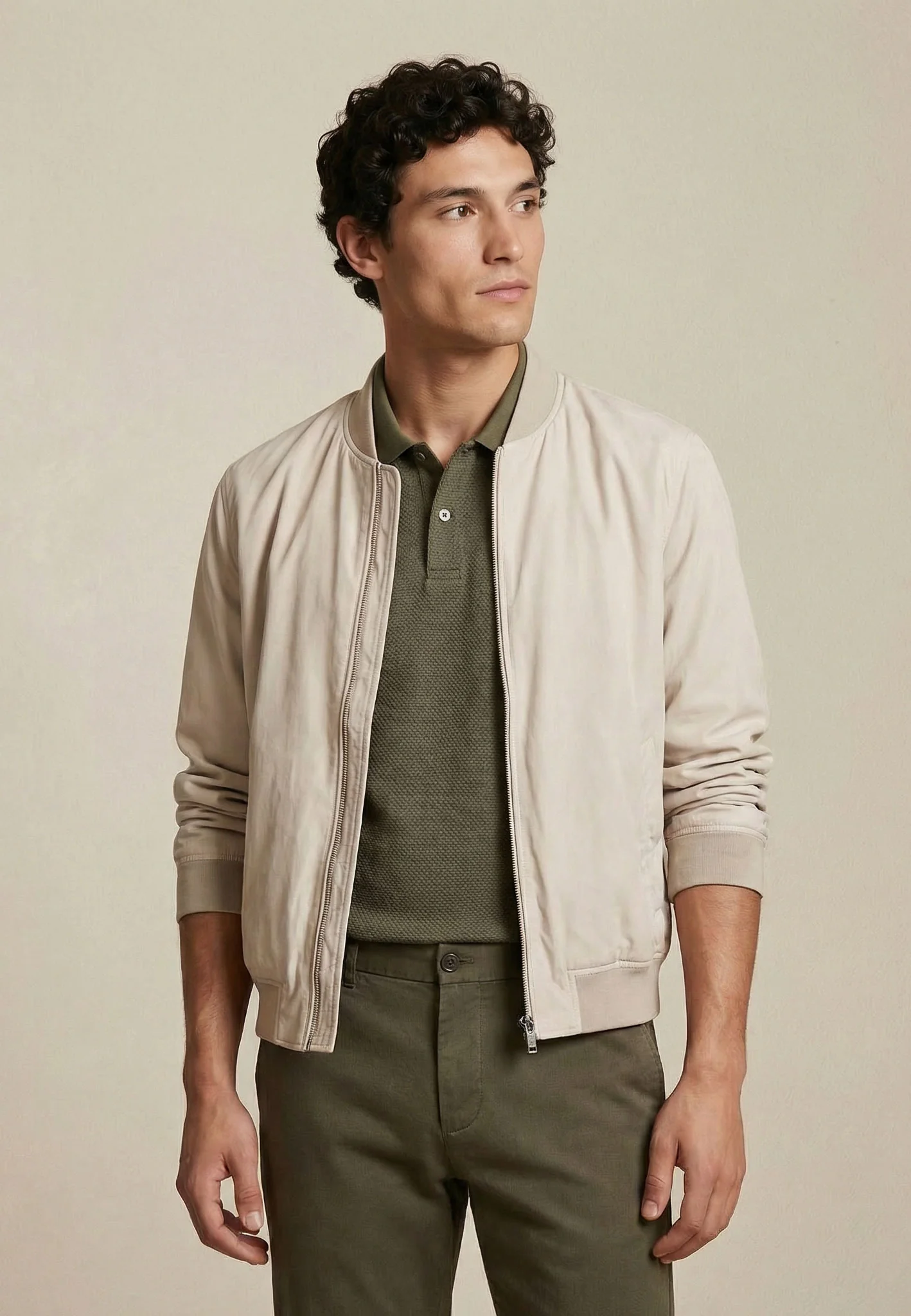 Blouson aus Baumwolle mit Reißverschluss und Rippbündchen