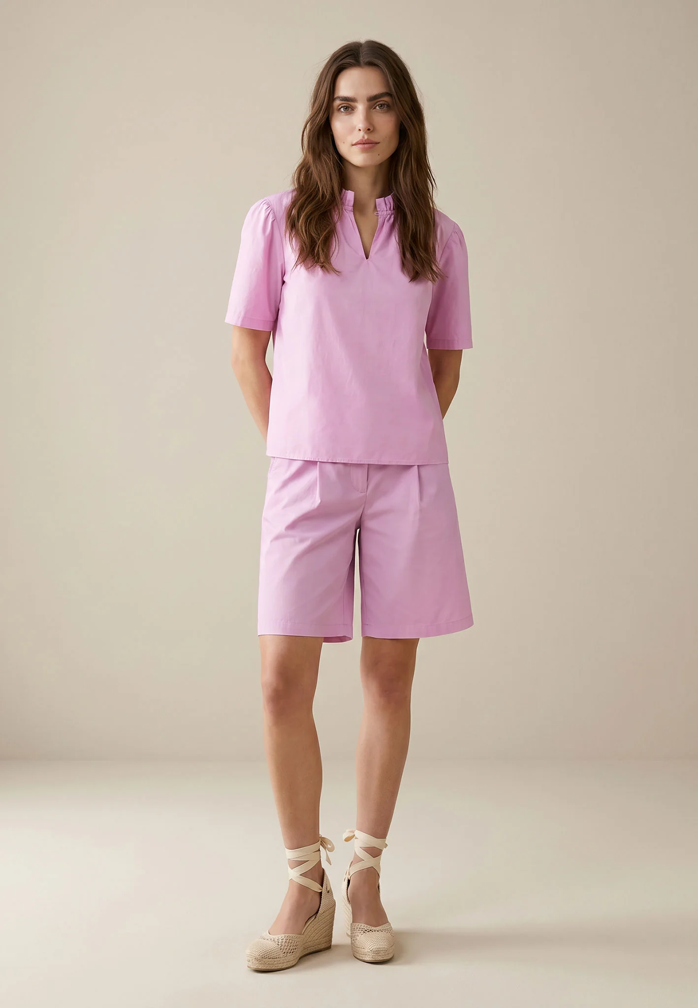 Bluse aus Baumwoll-Lyocell-Mix mit Rüschenkragen - Image 2