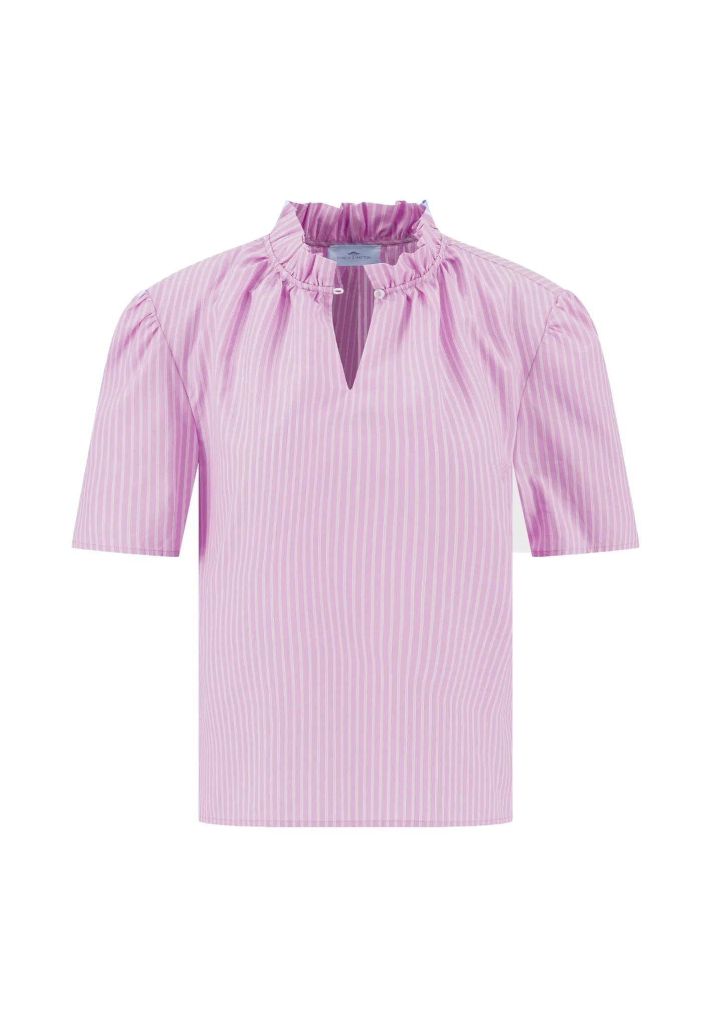 Bluse aus Baumwoll-Lyocell-Mix mit Streifenmuster und Stehkragen - Image 3