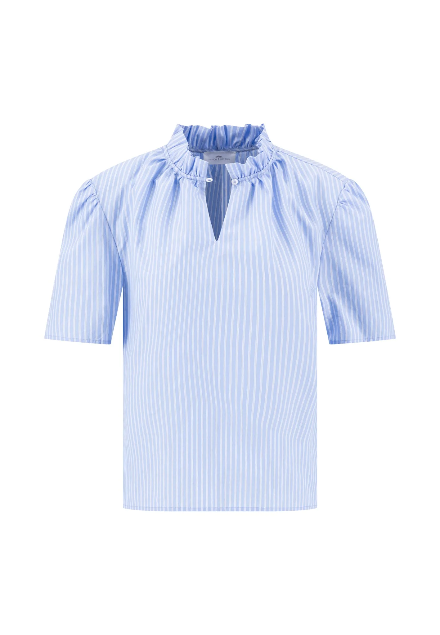 Bluse aus Baumwoll-Lyocell-Mix mit Streifenmuster und Stehkragen - Image 8