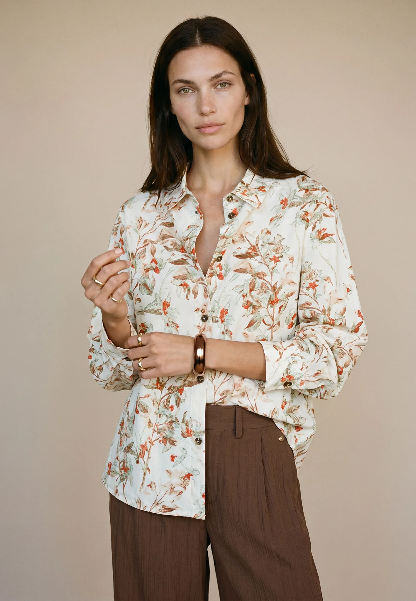 Bluse aus Baumwolle mit floralem Allover-Print