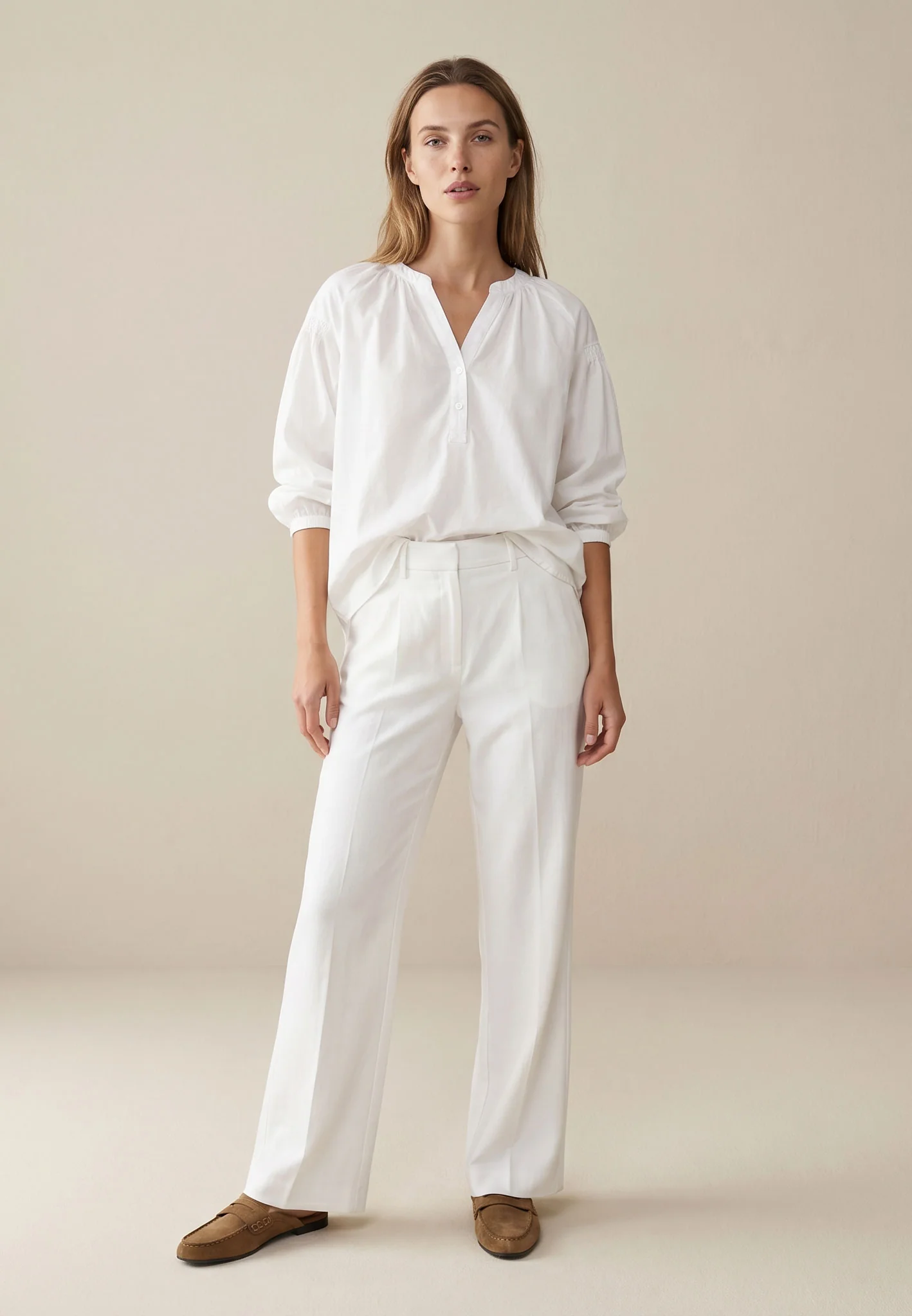 Bluse aus Baumwolle mit Stehkragen und Knopfleiste - Image 3