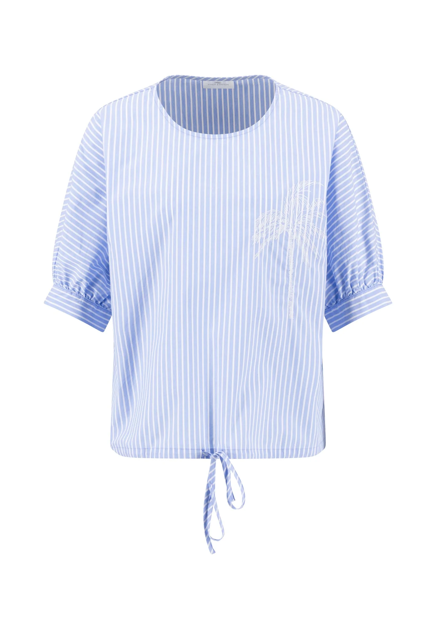 Bluse aus Baumwolle mit Streifenmuster und Bindeband - Image 4