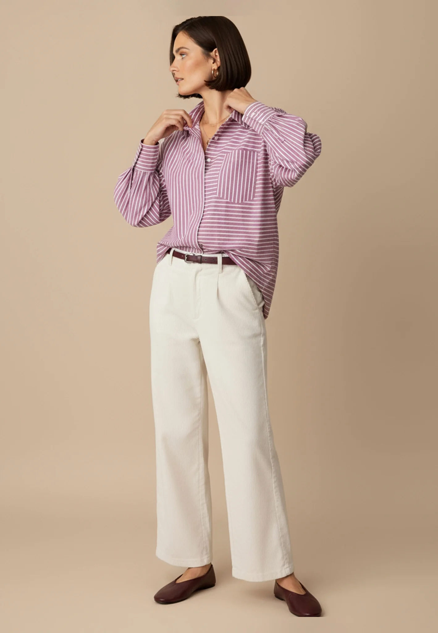 Bluse aus Baumwolle mit Streifenmuster und Brusttasche - Image 10
