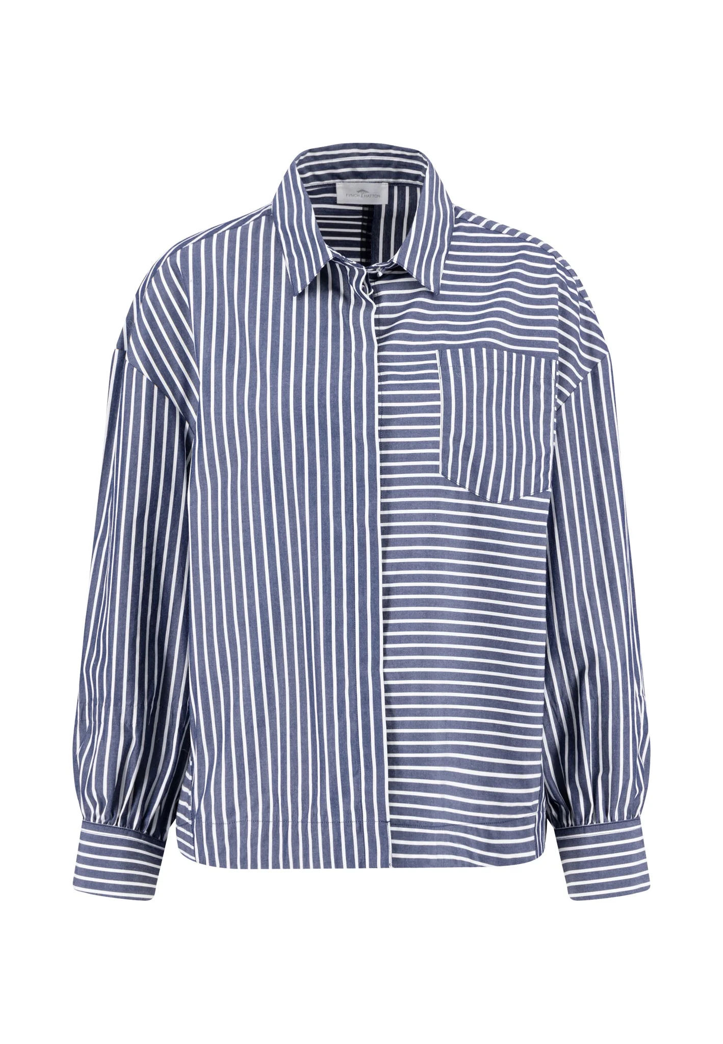 Bluse aus Baumwolle mit Streifenmuster und Brusttasche - Image 5