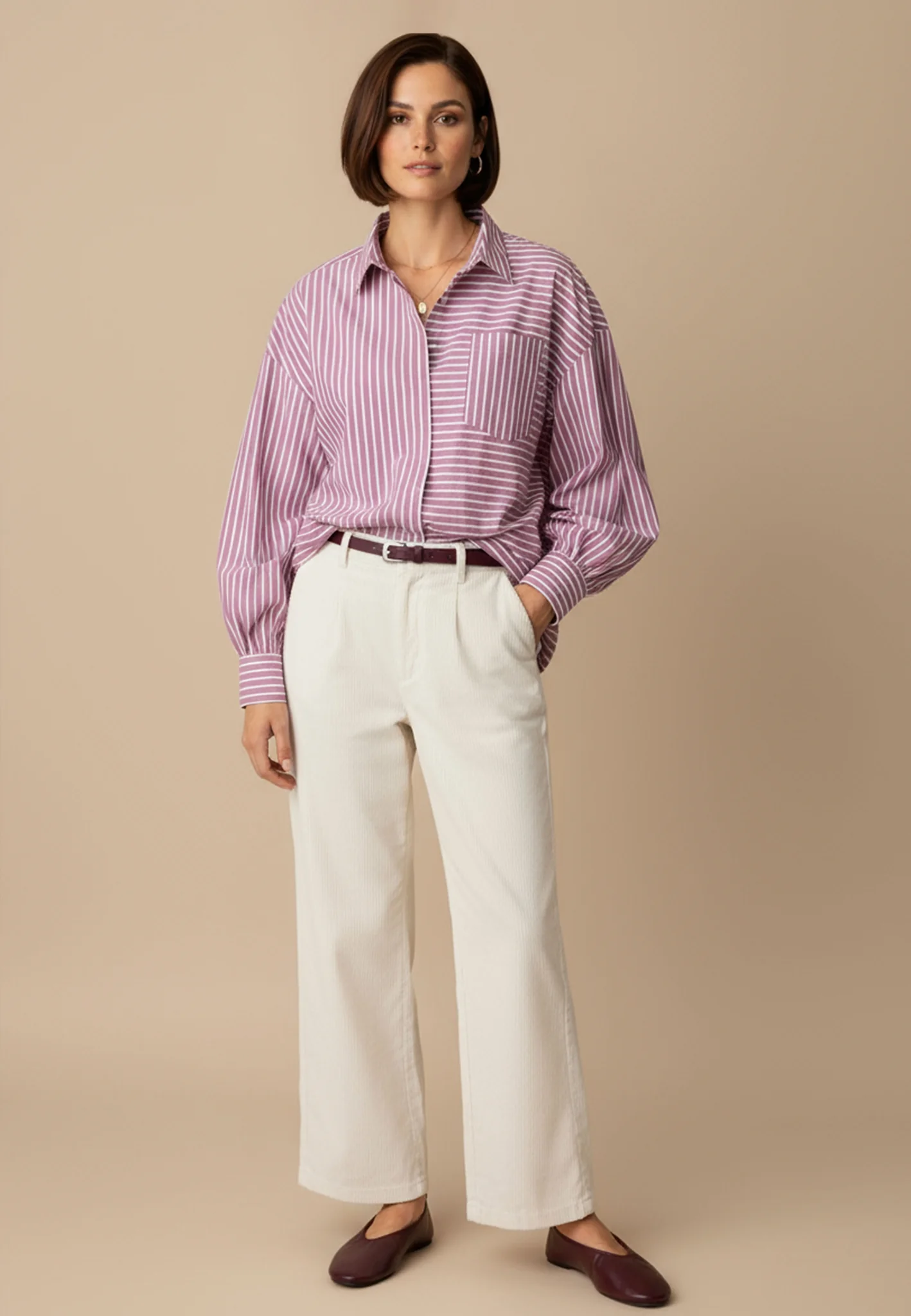 Bluse aus Baumwolle mit Streifenmuster und Brusttasche - Image 8