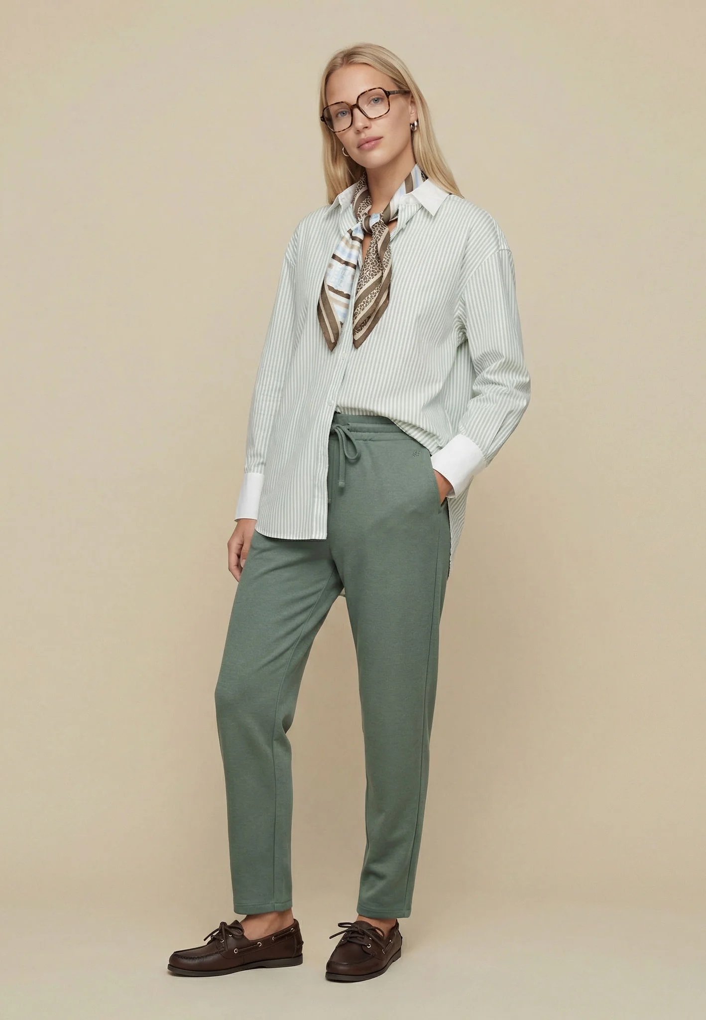Bluse aus Baumwolle mit Streifenmuster und Kentkragen - Image 2