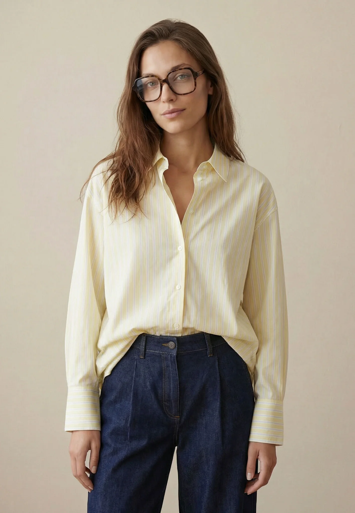 Bluse aus Baumwolle mit Streifenmuster und Kentkragen - Image 6