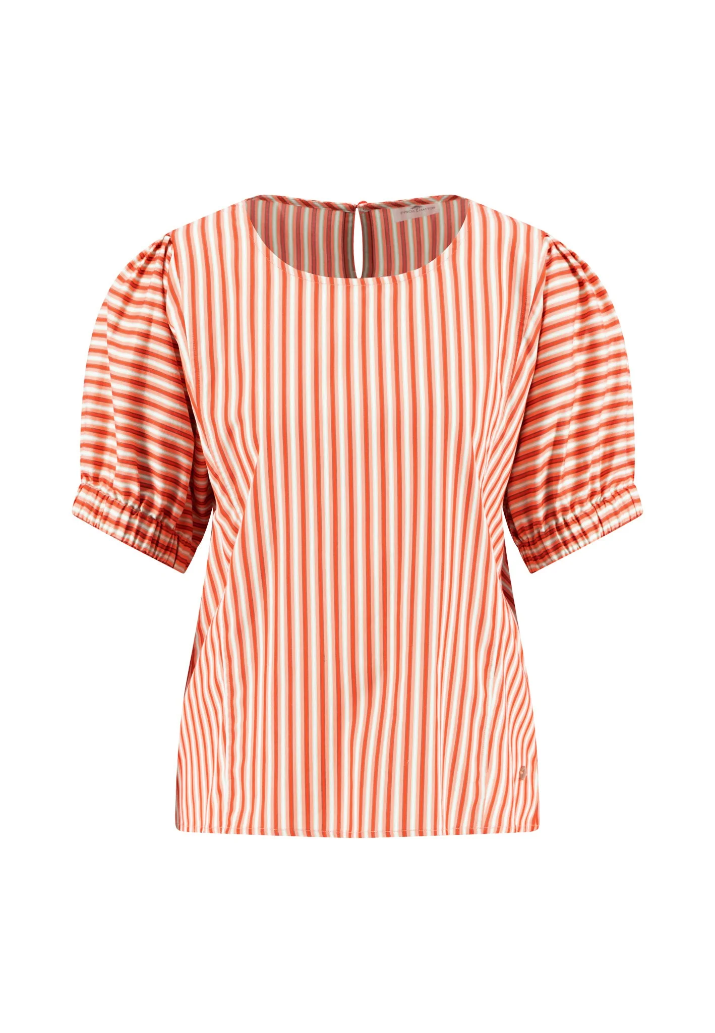 Bluse aus Baumwolle mit Streifenmuster und Puffärmeln - Image 4
