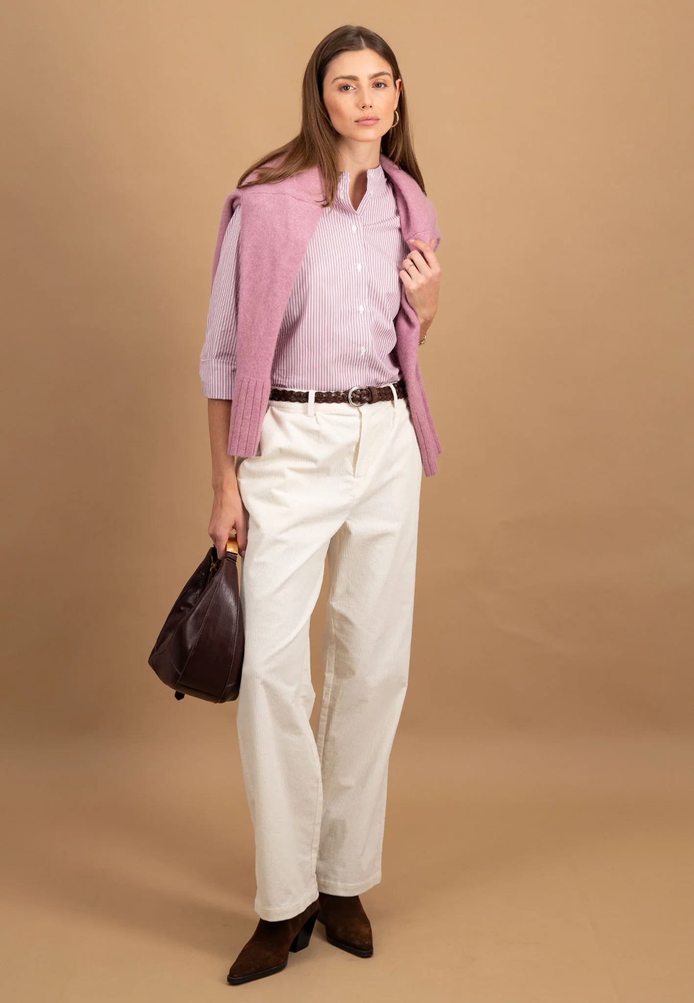 Bluse aus Baumwolle mit Streifenmuster und schmalem Kragen - Image 10