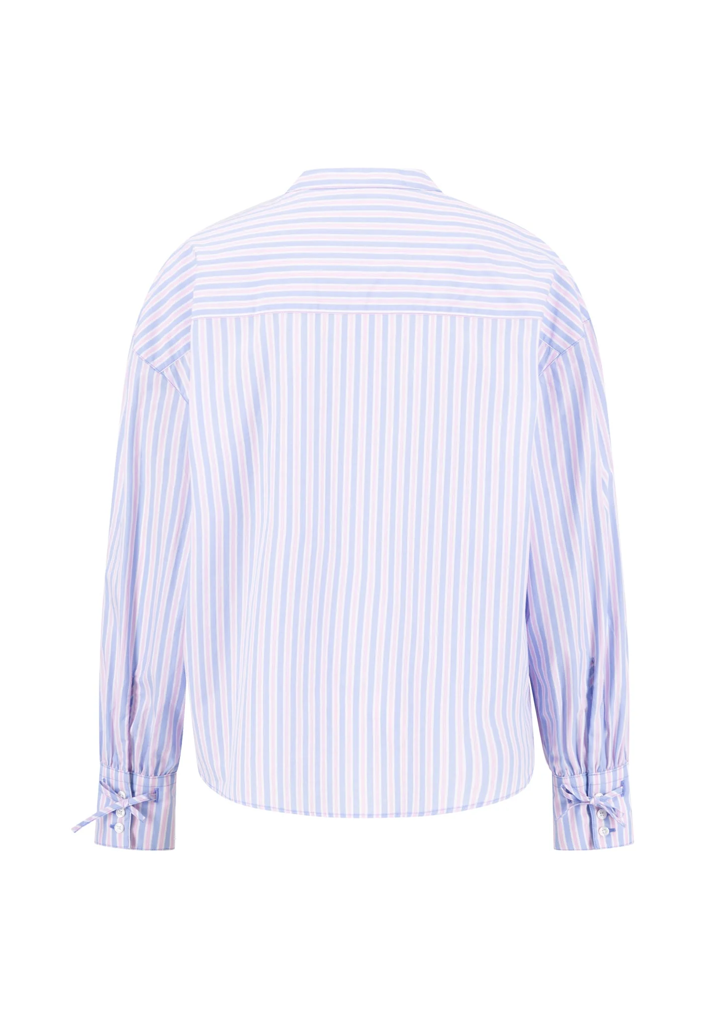 Bluse aus Baumwolle mit Streifenmuster und Stehkragen - Image 5