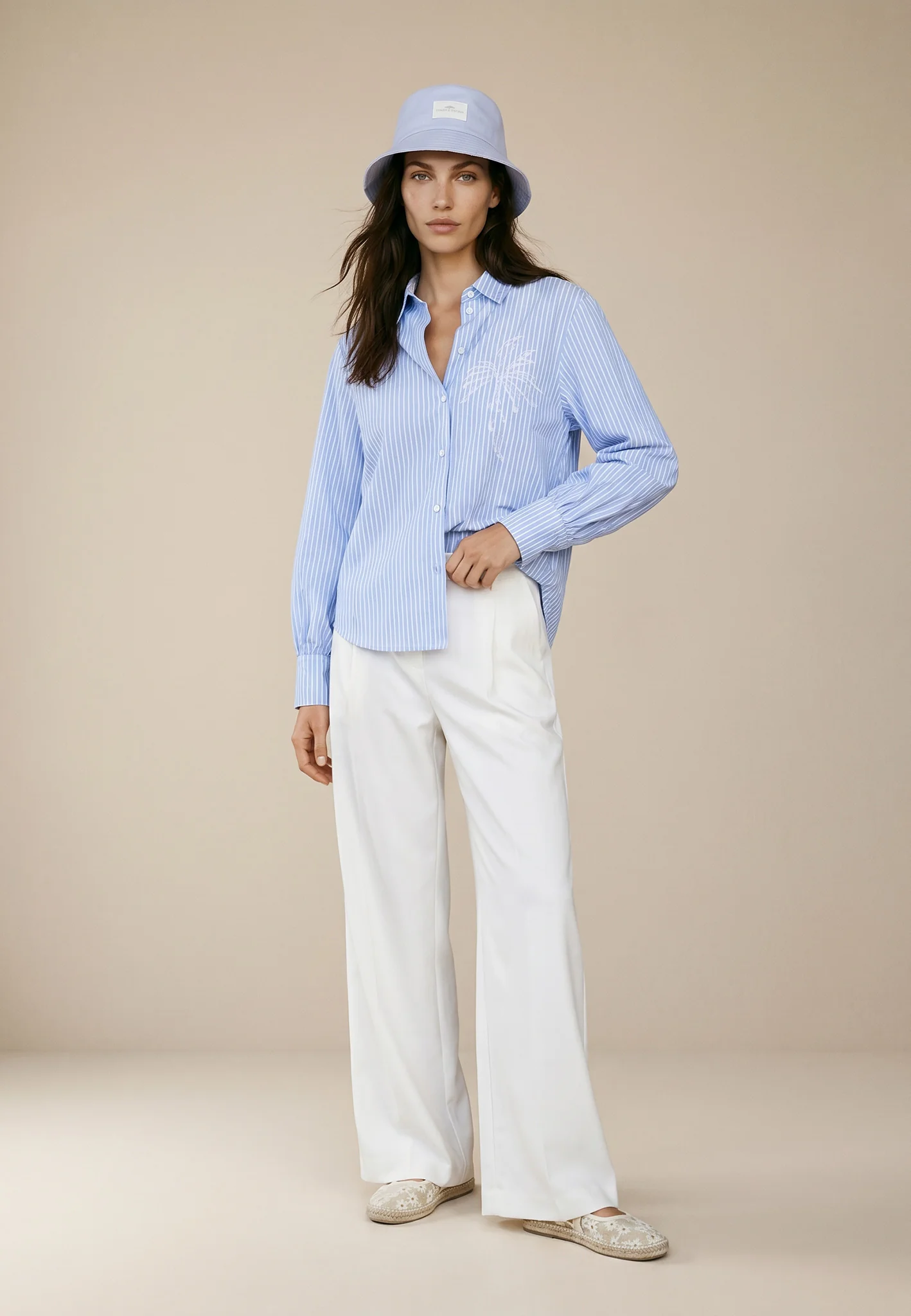Bluse aus Baumwolle mit Streifenmuster und Stickerei - Image 3