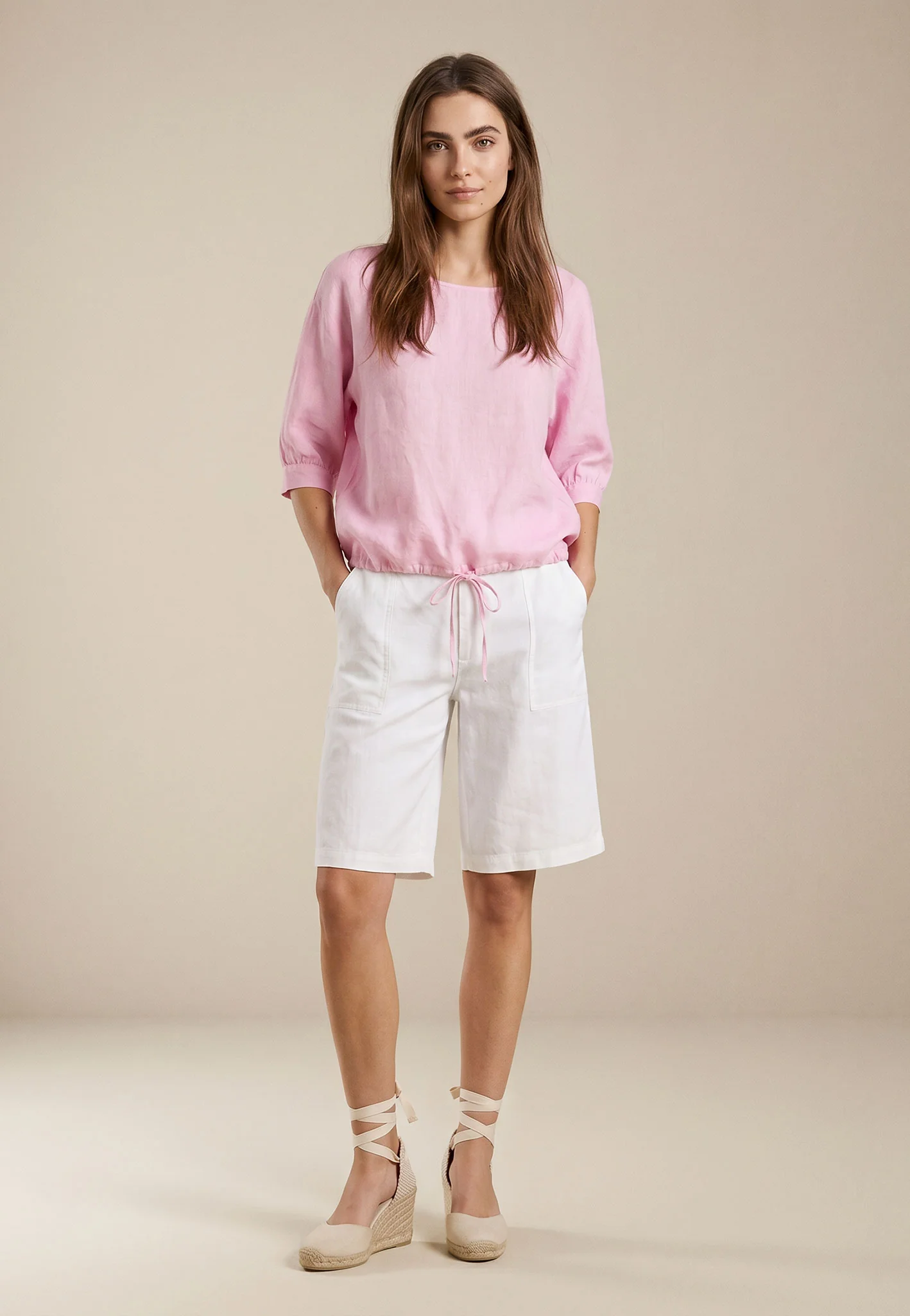 Bluse aus Leinen mit Bindeband und 3/4-Arm - Image 12