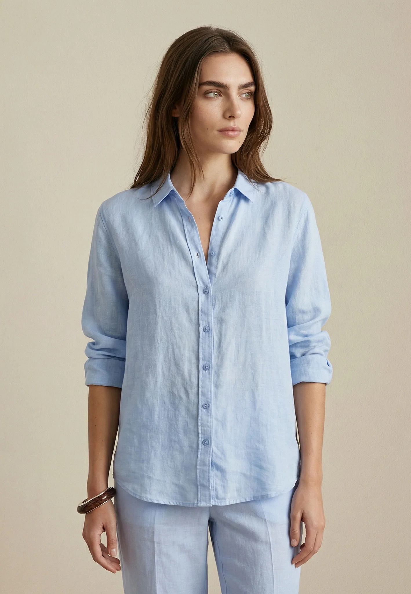 Bluse aus Leinen mit Hemdkragen und Knopfleiste - Image 10