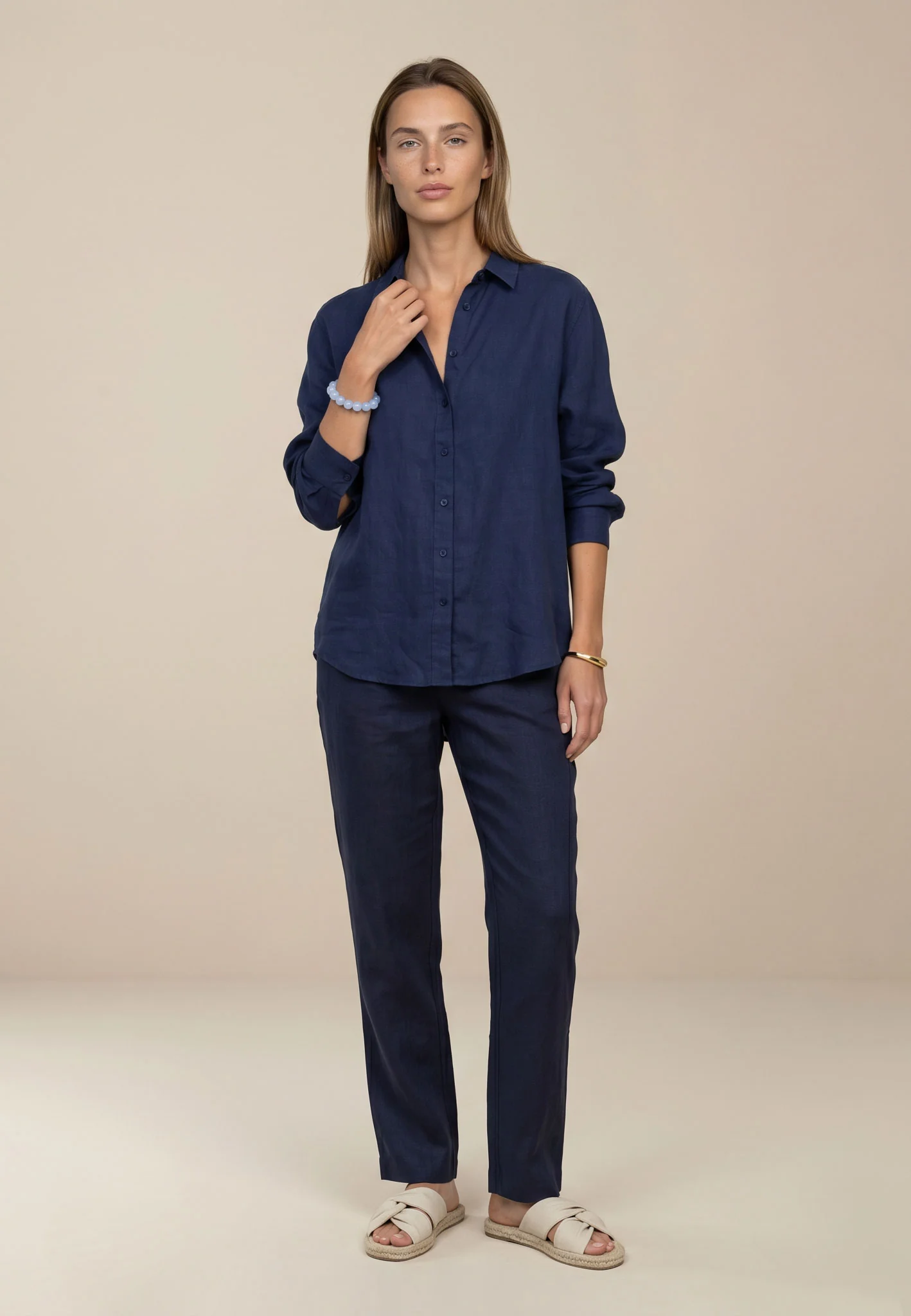 Bluse aus Leinen mit Hemdkragen und Knopfleiste - Image 6