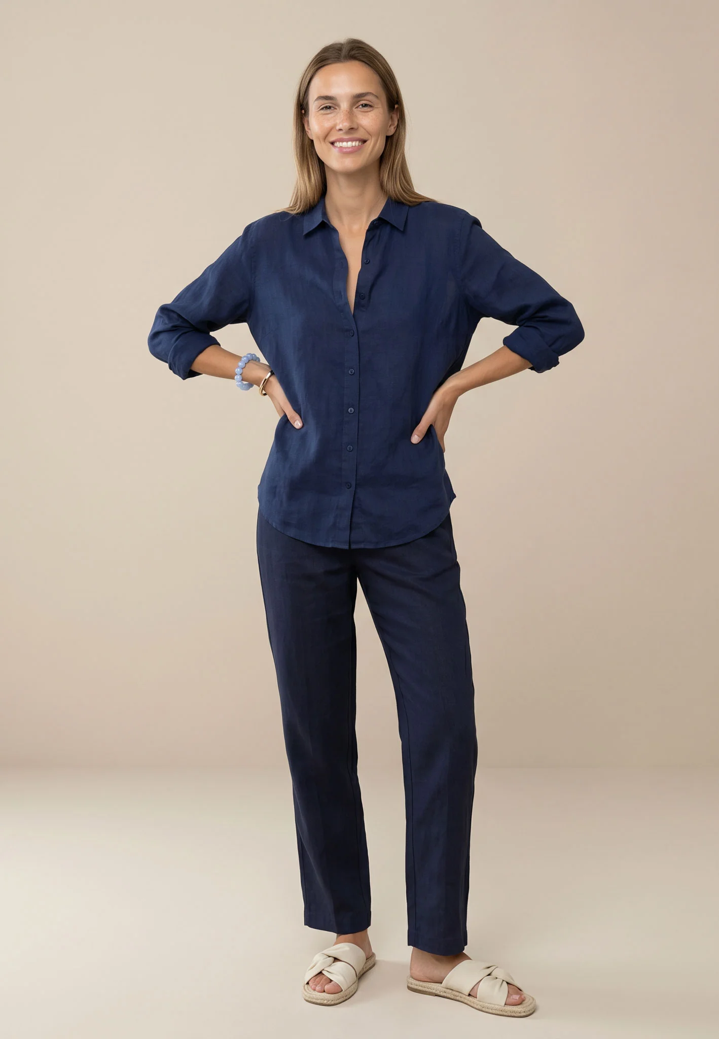Bluse aus Leinen mit Hemdkragen und Knopfleiste - Image 7
