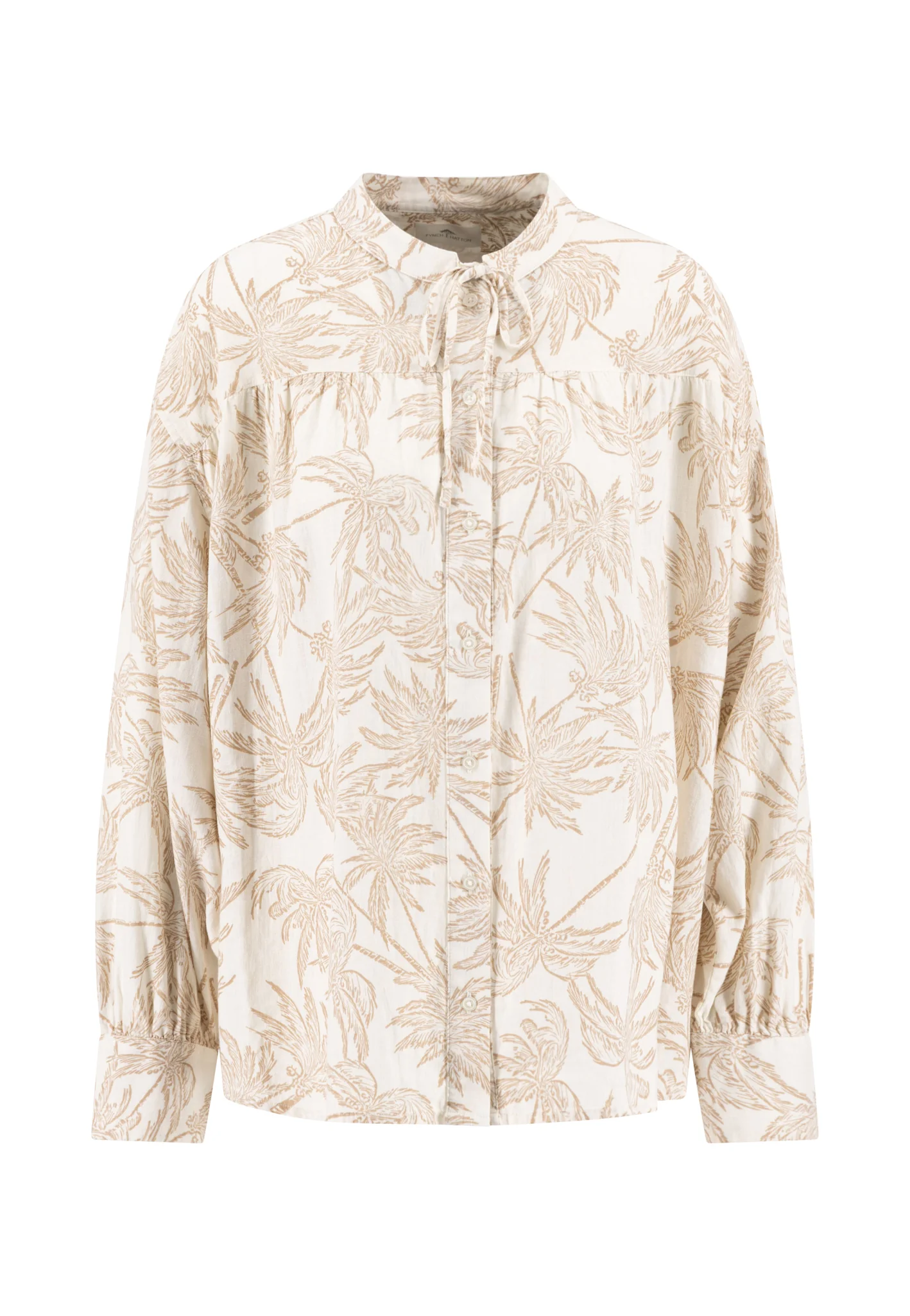 Bluse aus Leinen-Viskose-Mix mit Allover-Print und Bindeband - Image 3