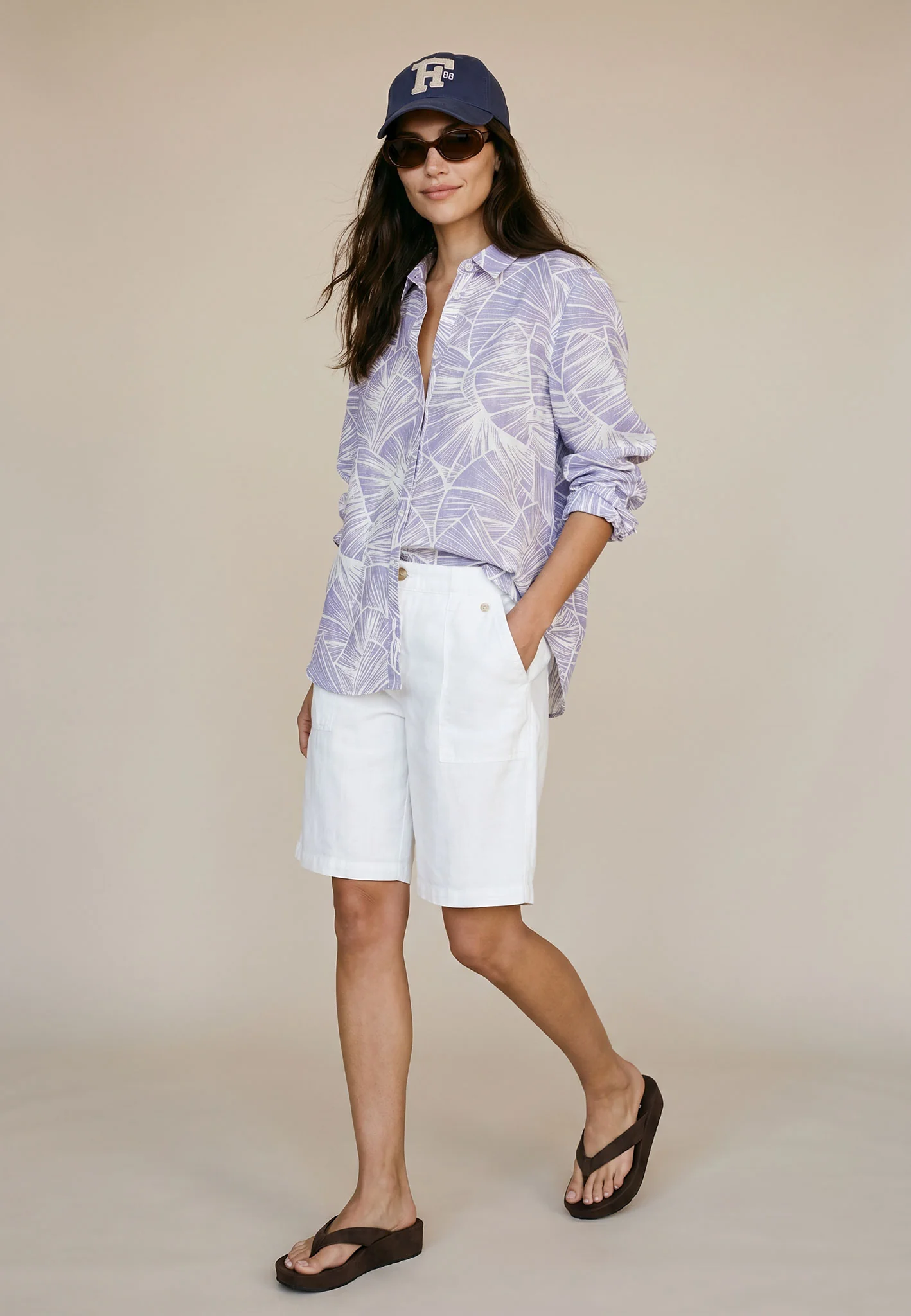 Bluse aus Leinenmix mit Kentkragen - Image 3