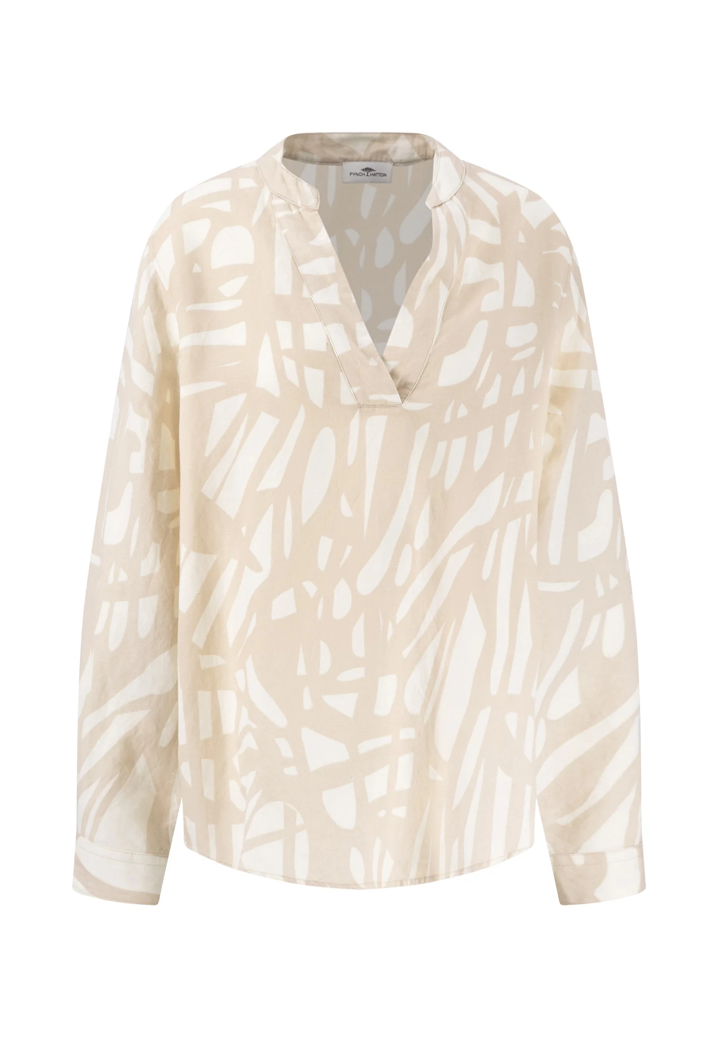 Bluse aus Leinenmix mit Tunika-Kragen