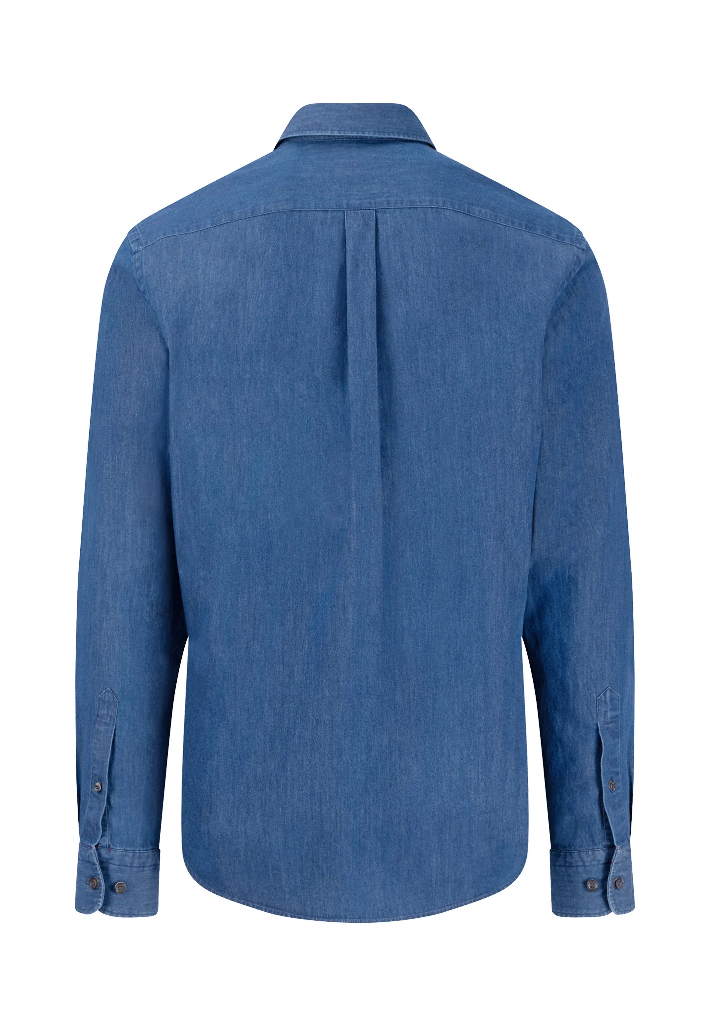 Denimhemd aus Baumwolle mit Strukturmuster und Button-Down-Kragen - Image 10