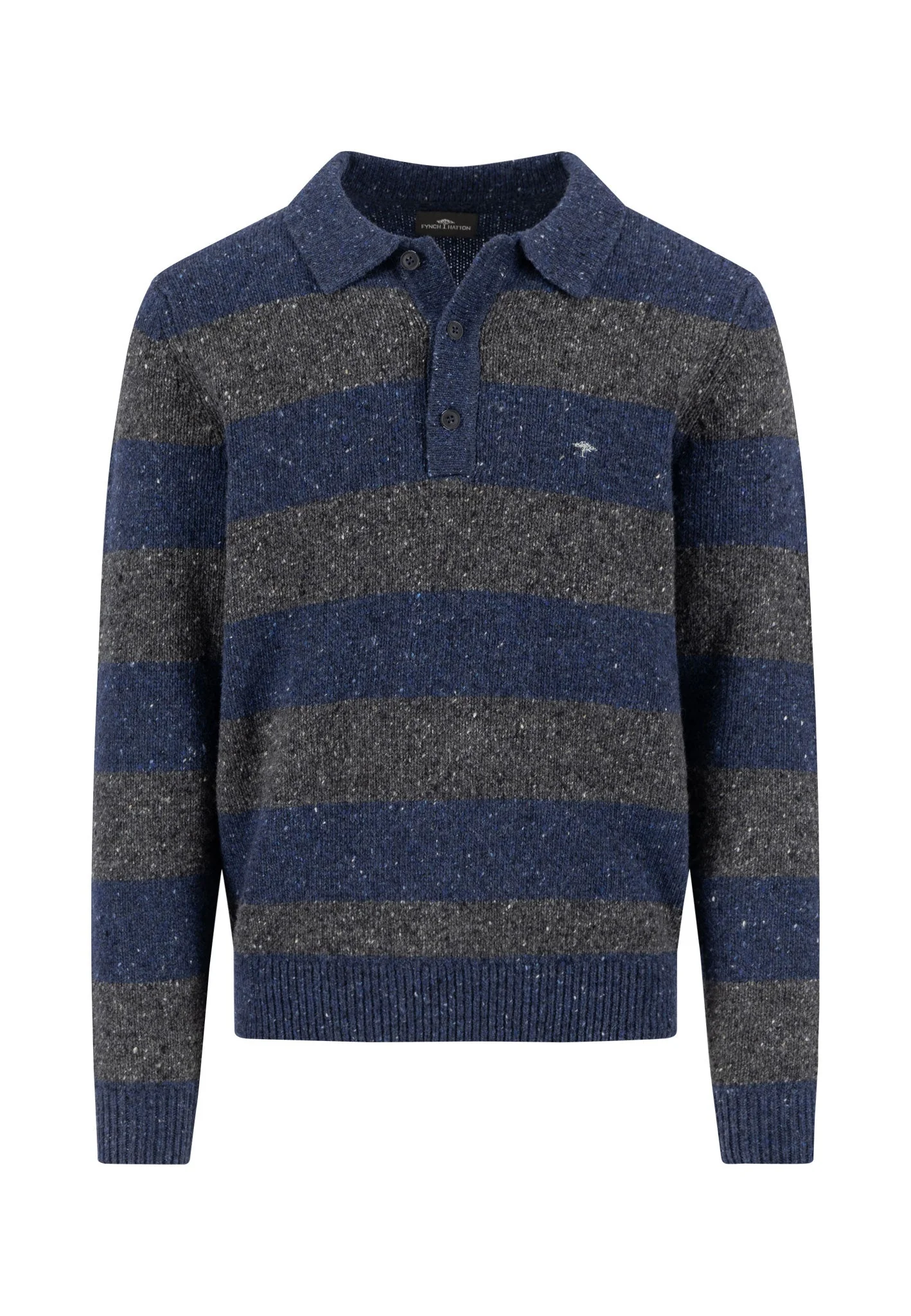 Donegal-Pullover aus Wollmix mit Streifenmuster und Polokragen - Image 3