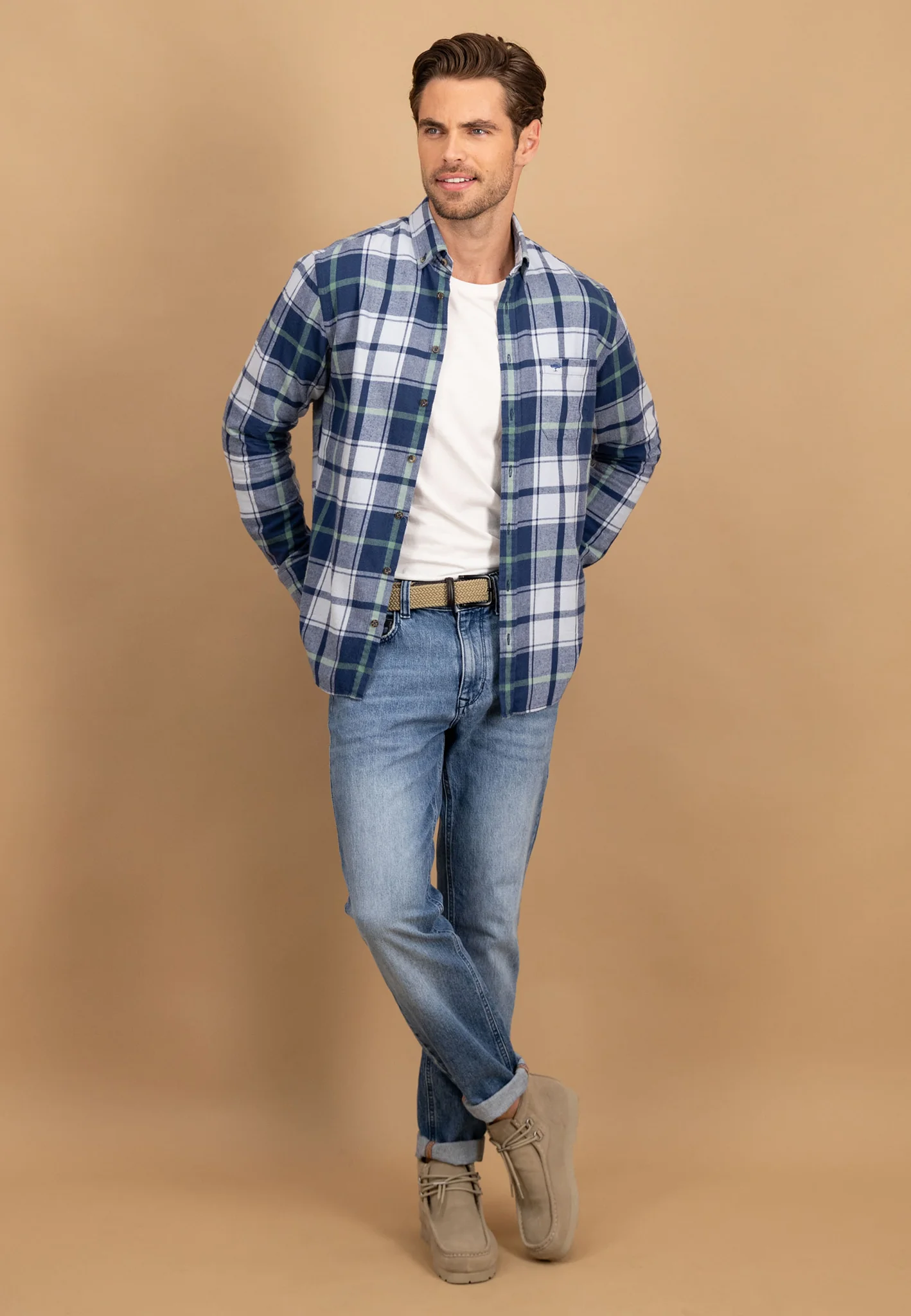 Flanellhemd aus Baumwolle mit großem Karomuster und Button-Down-Kragen - Image 10
