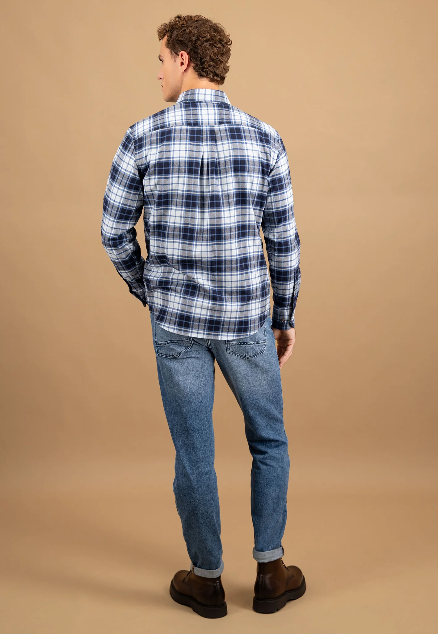 Flanellhemd aus Baumwolle mit Karomuster und Button-Down-Kragen - Image 3