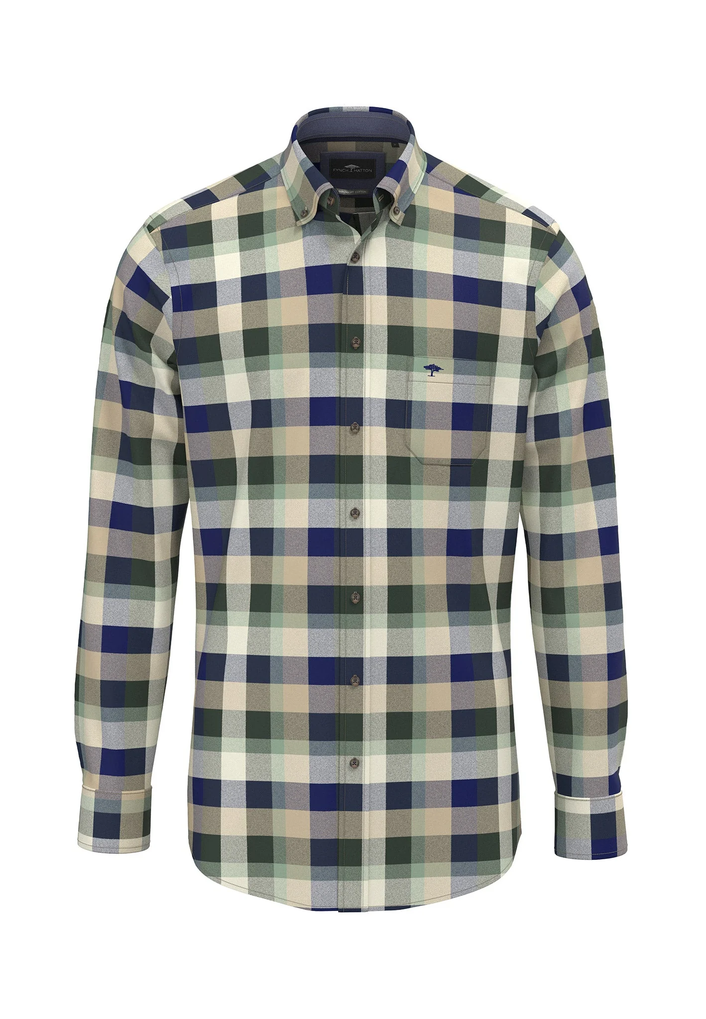 Flanellhemd aus Baumwolle mit Karomuster und Button-Down-Kragen