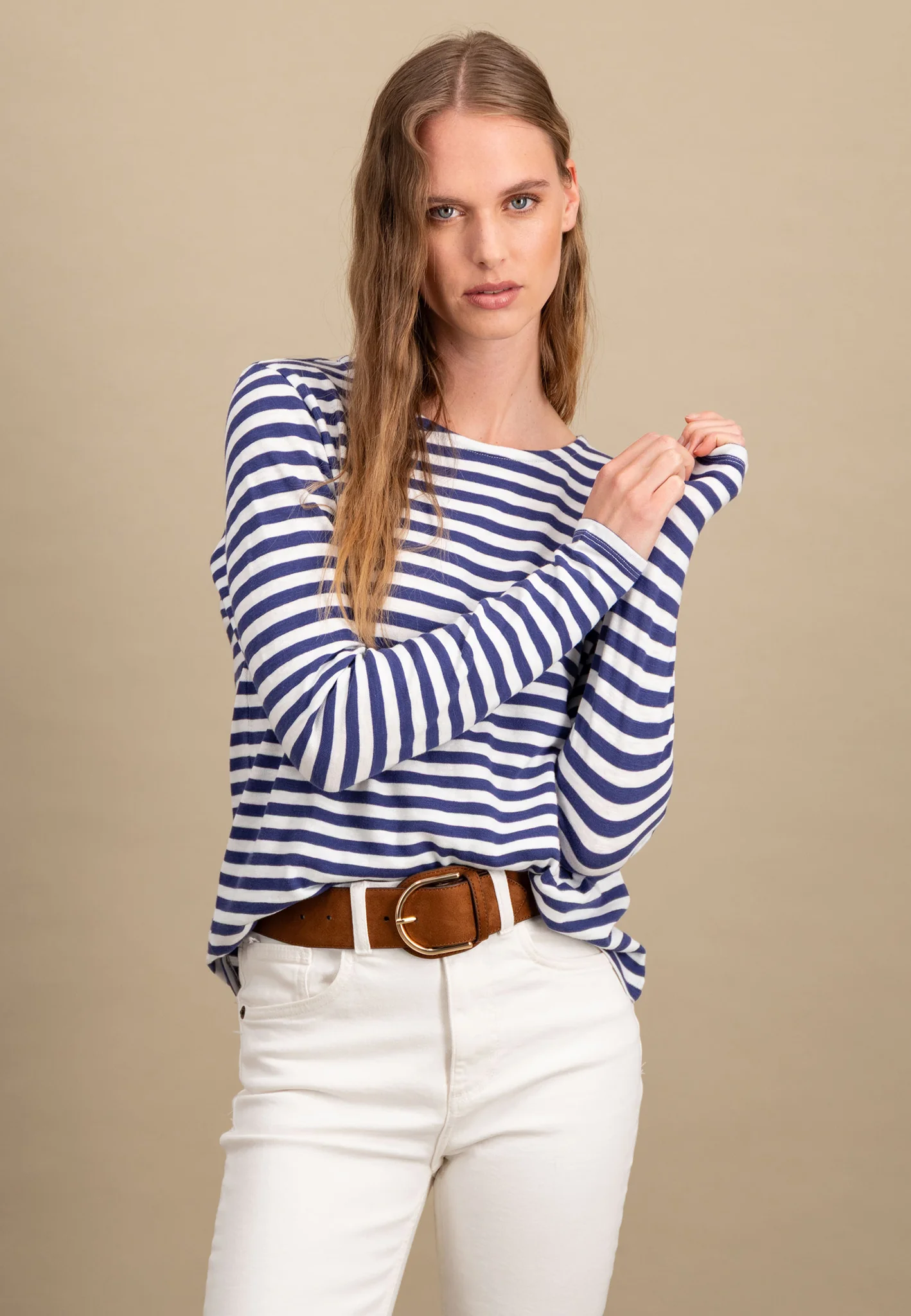 Gestreiftes Langarmshirt mit Rundhalsausschnitt