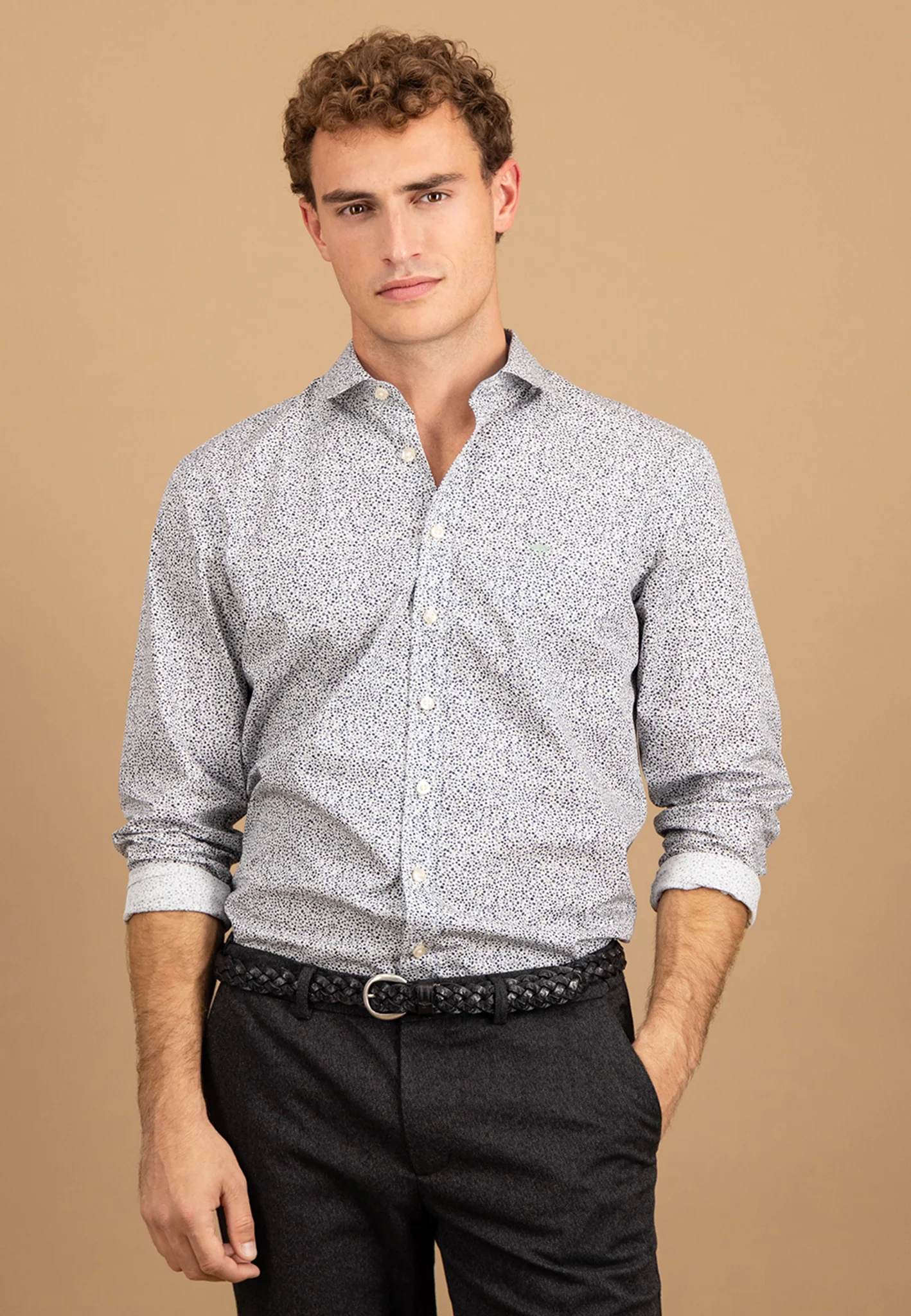Hemd aus Baumwolle mit Allover-Print und Button-Down-Kragen