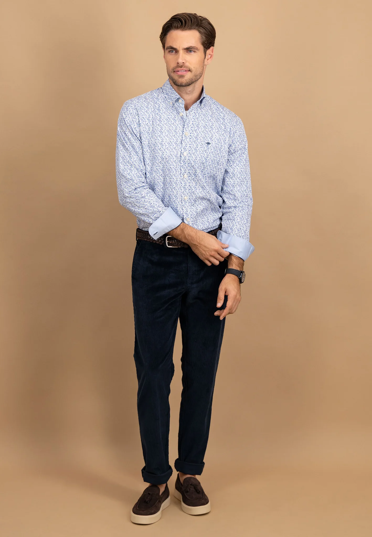 Hemd aus Baumwolle mit feinem Allover-Print und Button-Down-Kragen - Image 4