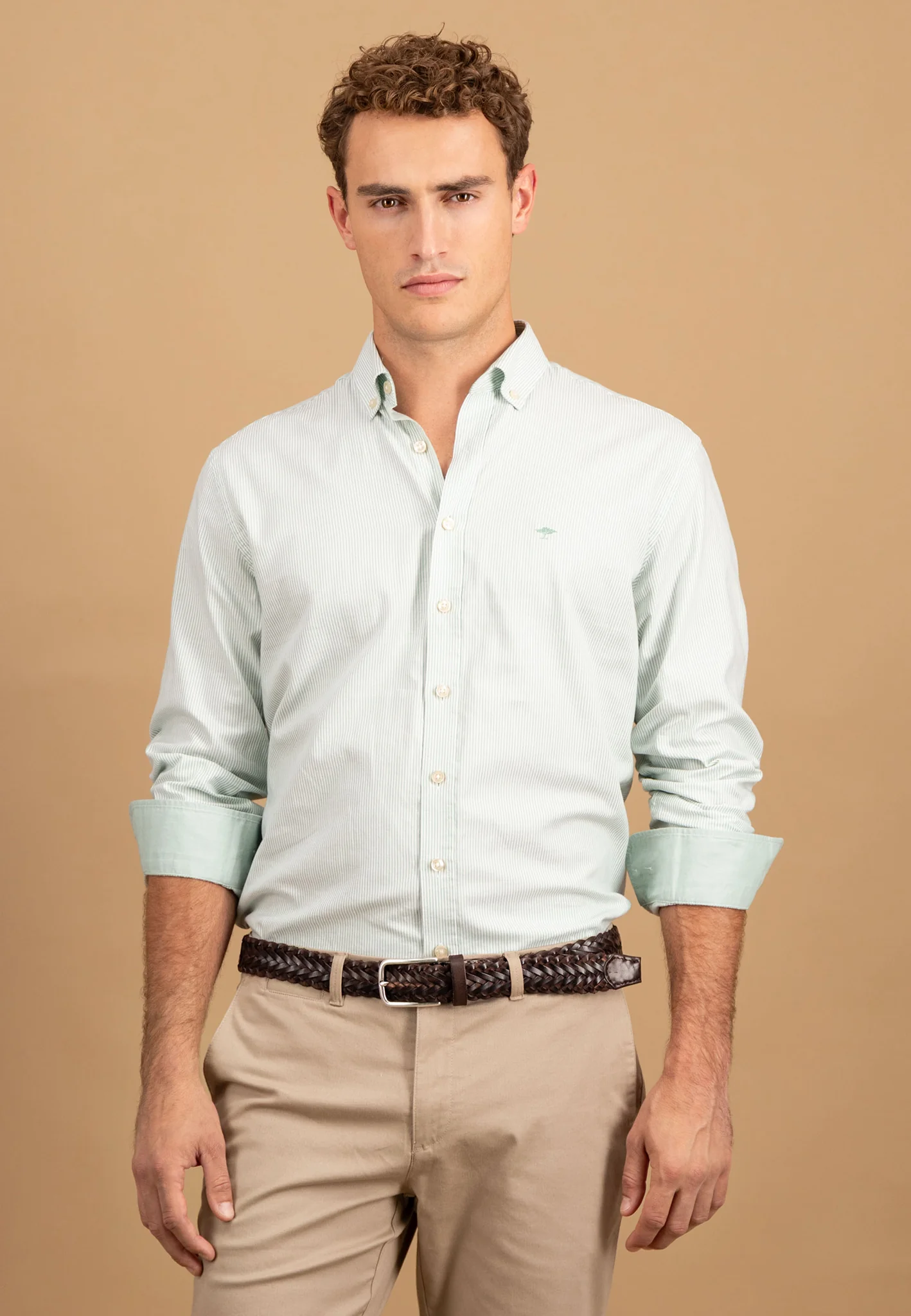 Hemd aus Baumwolle mit feinem Streifenmuster und Button-Down-Kragen - Image 19