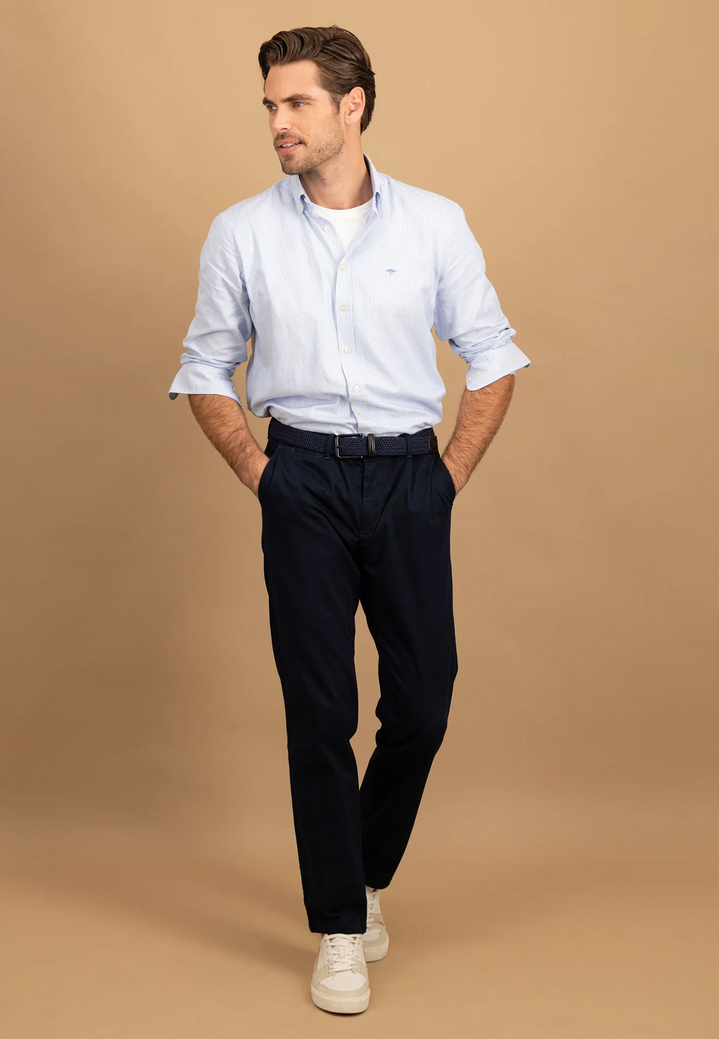 Hemd aus Baumwolle mit feinem Streifenmuster und Button-Down-Kragen - Image 2