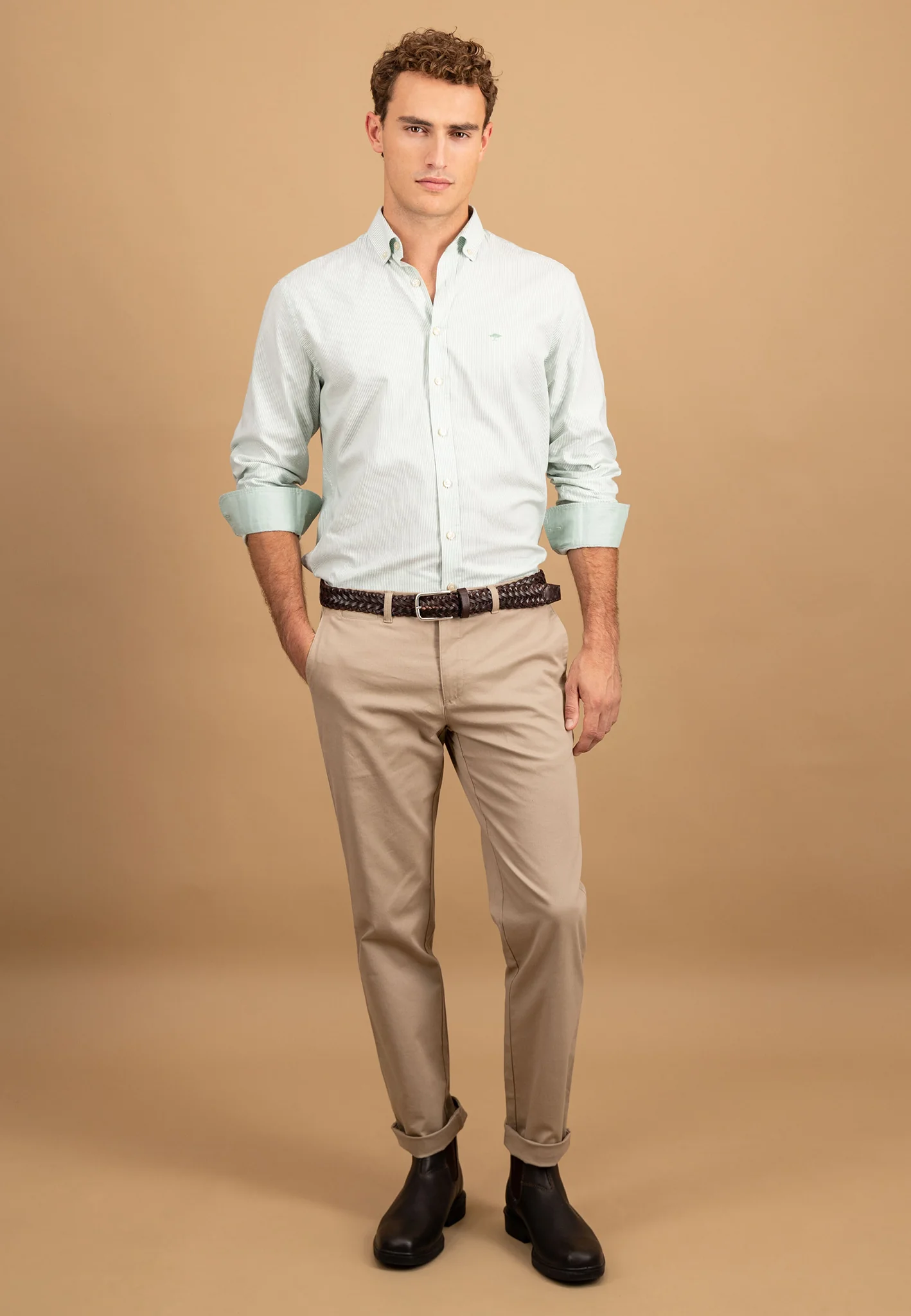 Hemd aus Baumwolle mit feinem Streifenmuster und Button-Down-Kragen - Image 20