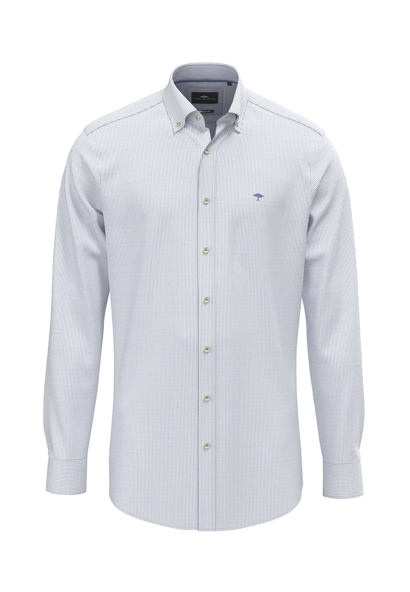 Hemd aus Baumwolle mit feinem Streifenmuster und Button-Down-Kragen - Image 5