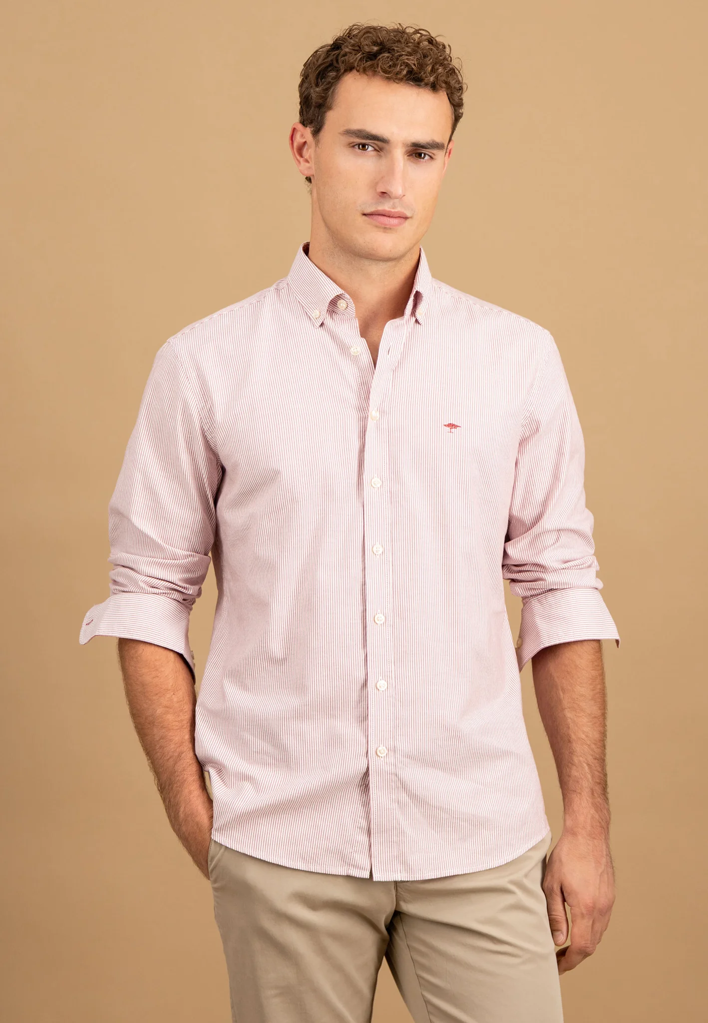 Hemd aus Baumwolle mit feinem Streifenmuster und Button-Down-Kragen - Image 7