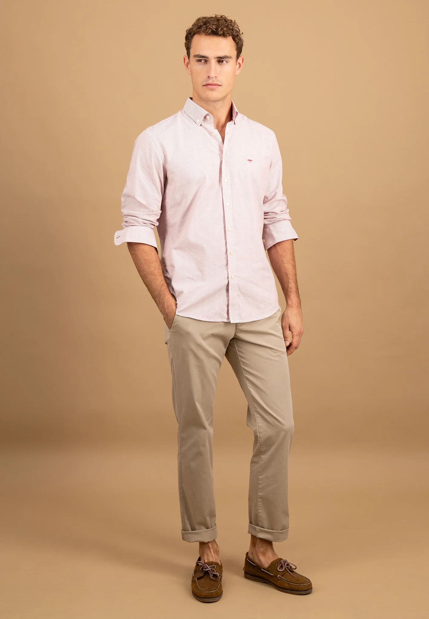 Hemd aus Baumwolle mit feinem Streifenmuster und Button-Down-Kragen - Image 8