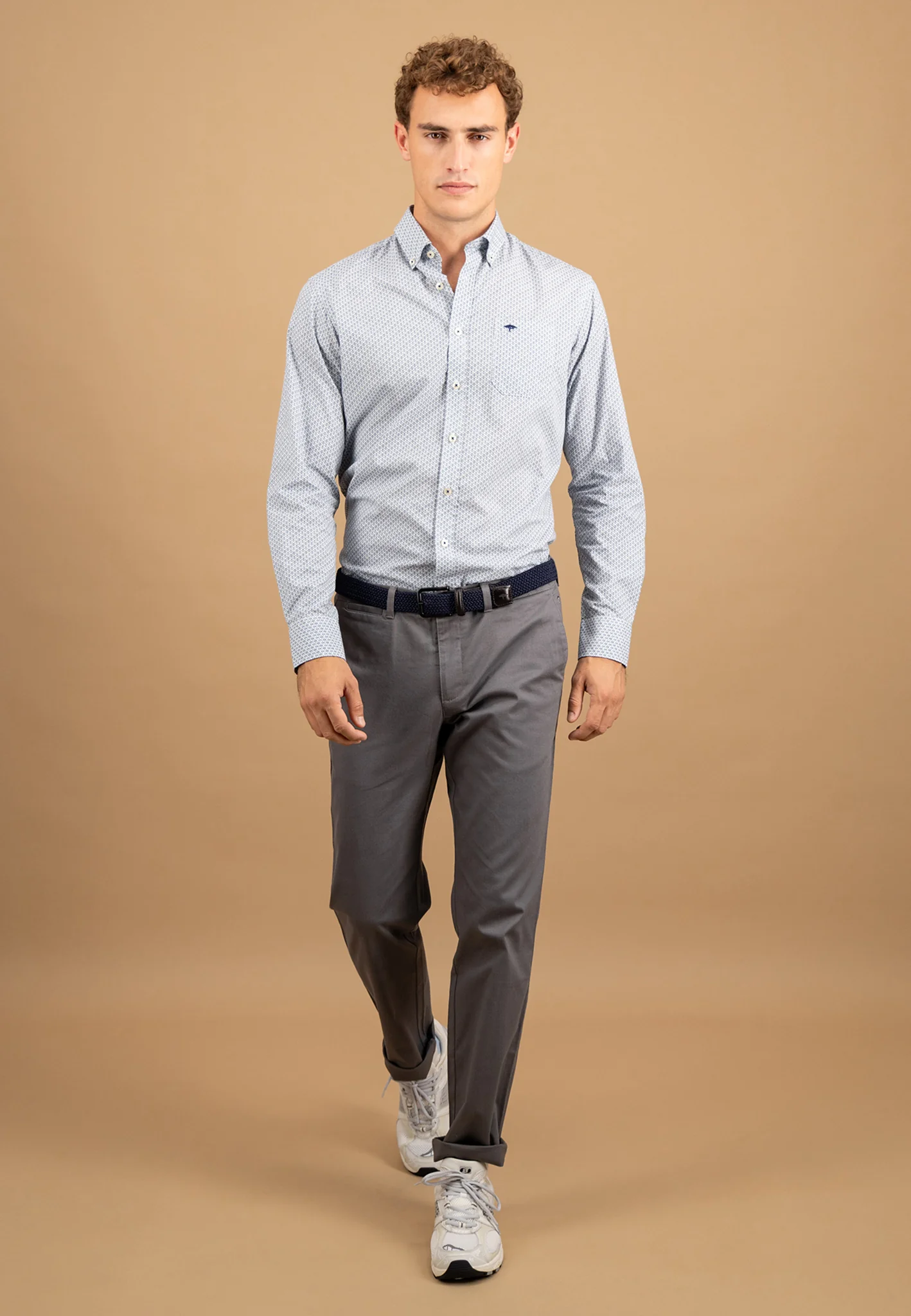 Hemd aus Baumwolle mit filigranem Allover-Print und Button-Down-Kragen - Image 10