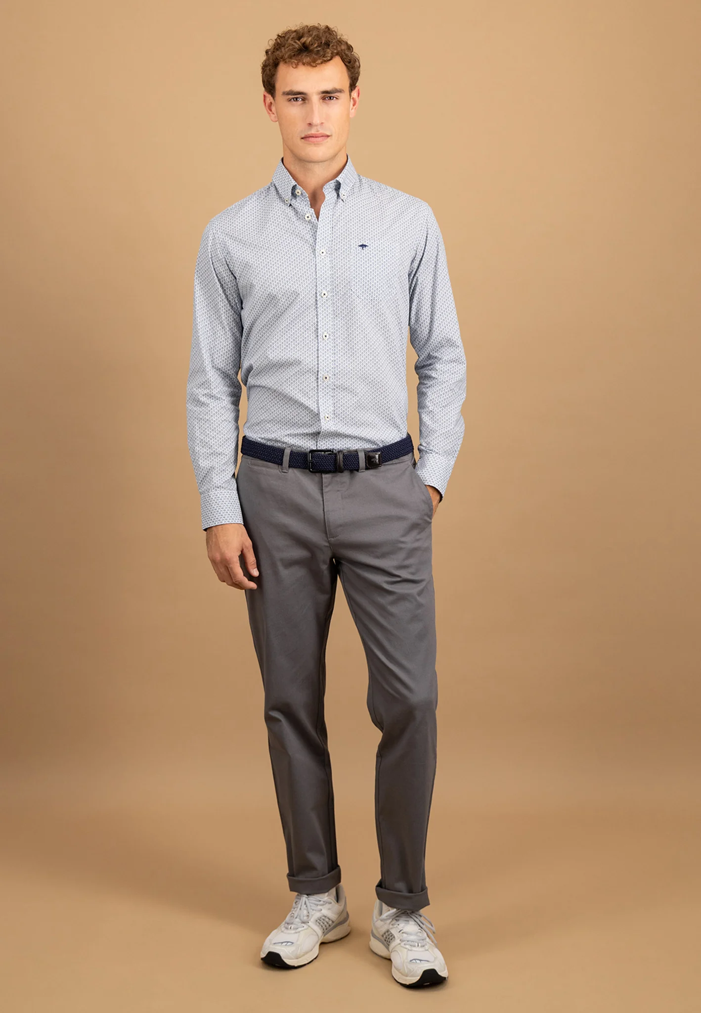 Hemd aus Baumwolle mit filigranem Allover-Print und Button-Down-Kragen - Image 8