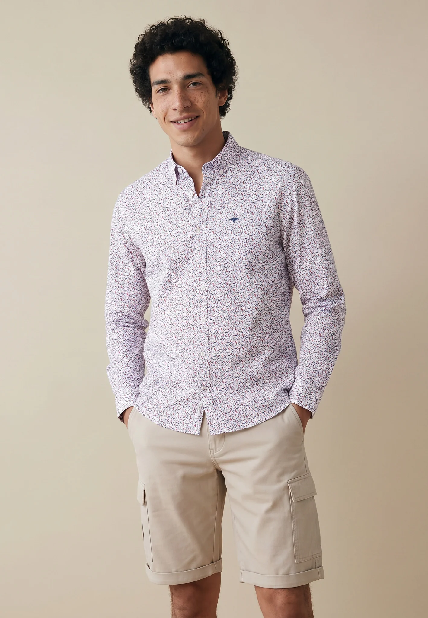Hemd aus Baumwolle mit floralem Allover-Print und Button-Down-Kragen