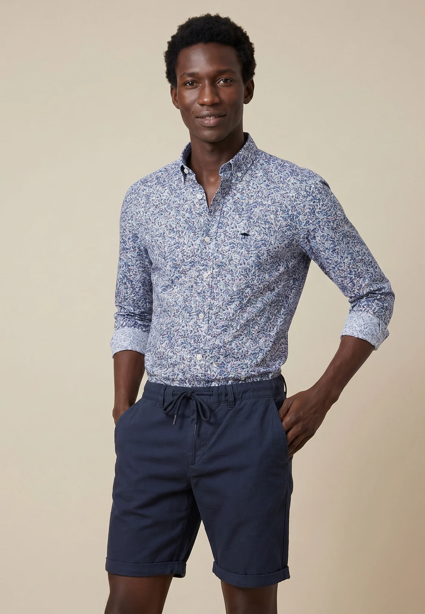 Hemd aus Baumwolle mit floralem Allover-Print und Button-Down-Kragen
