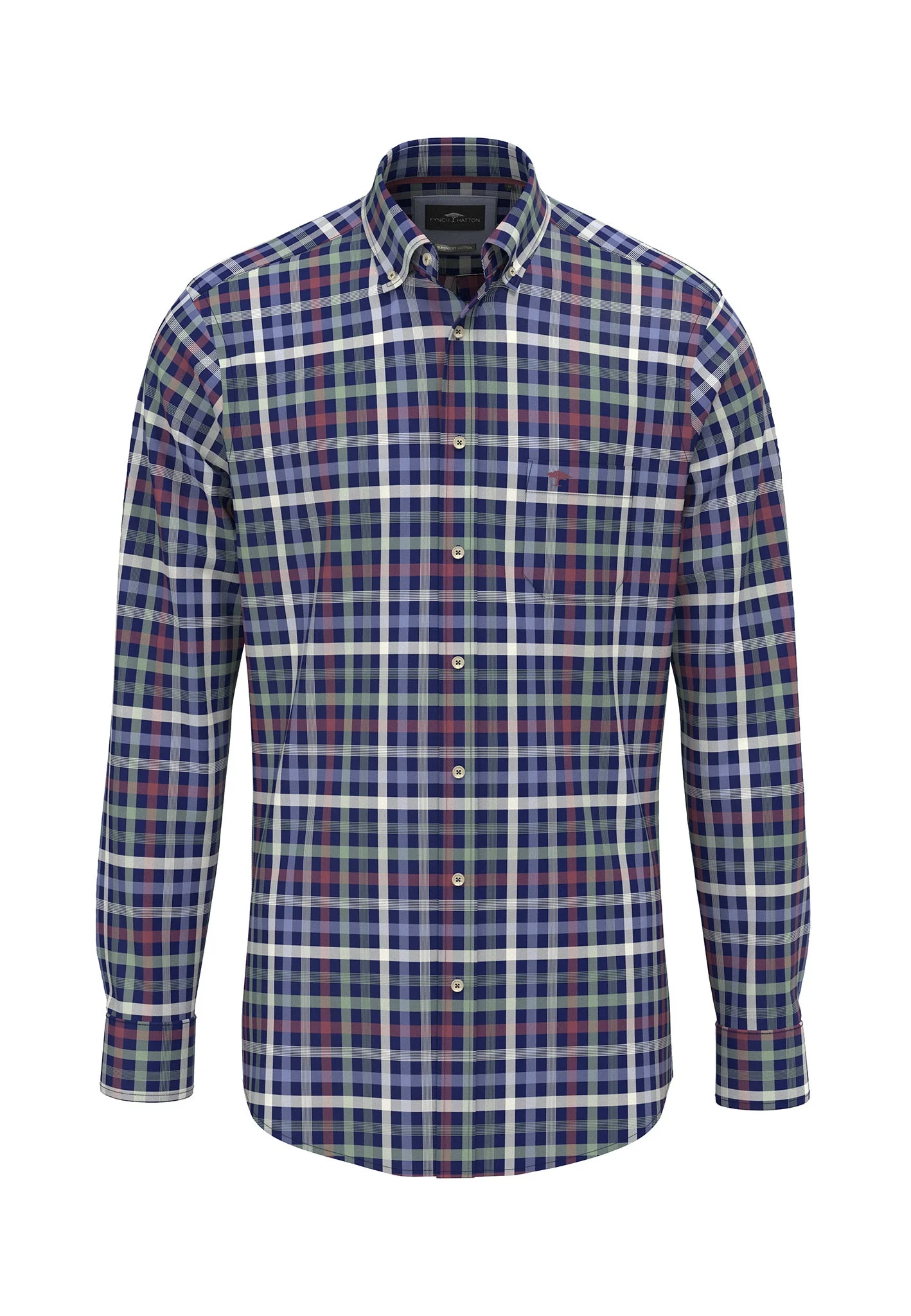 Hemd aus Baumwolle mit großem Karomuster und Button-Down-Kragen