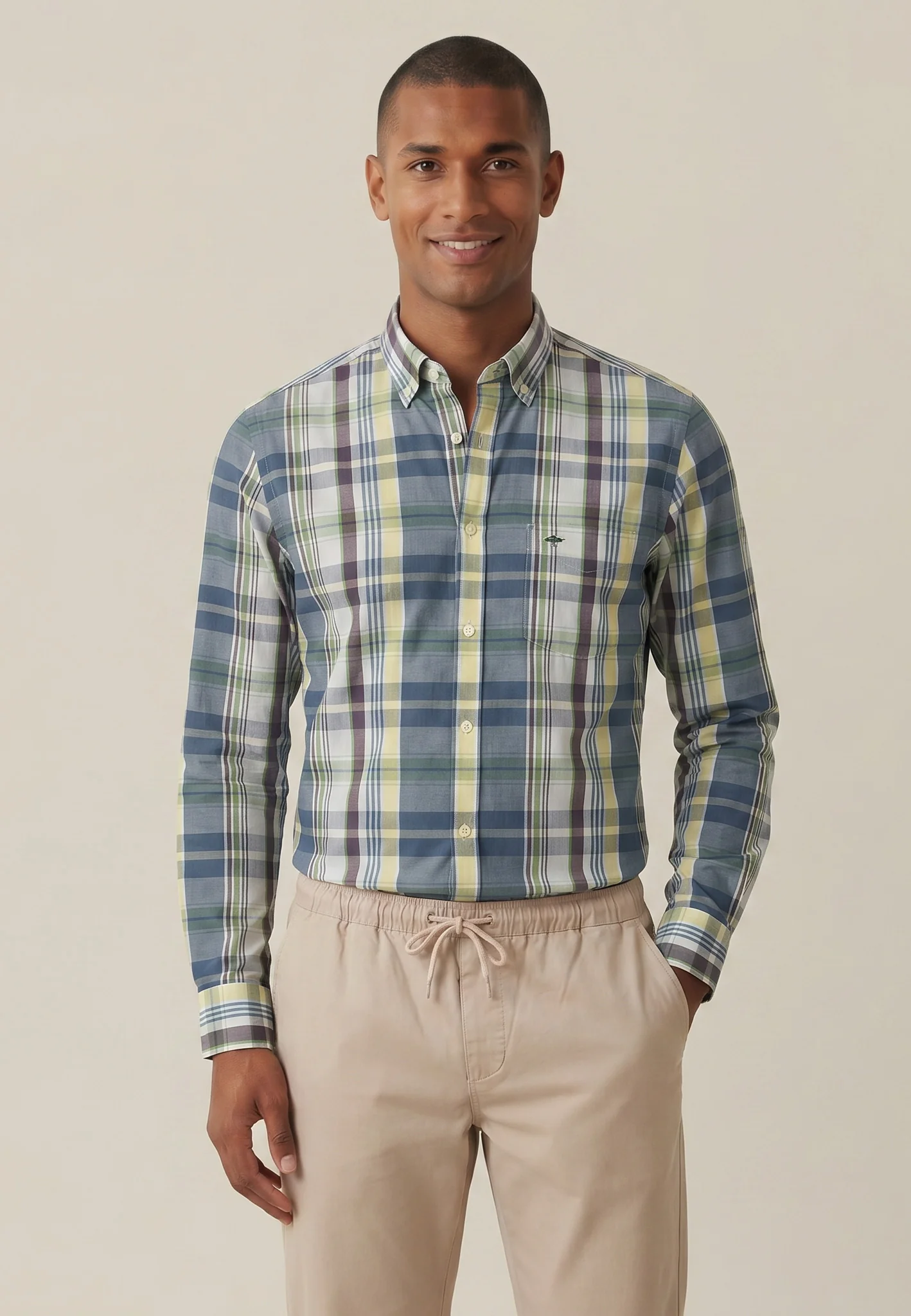 Hemd aus Baumwolle mit Karomuster und Button-Down-Kragen