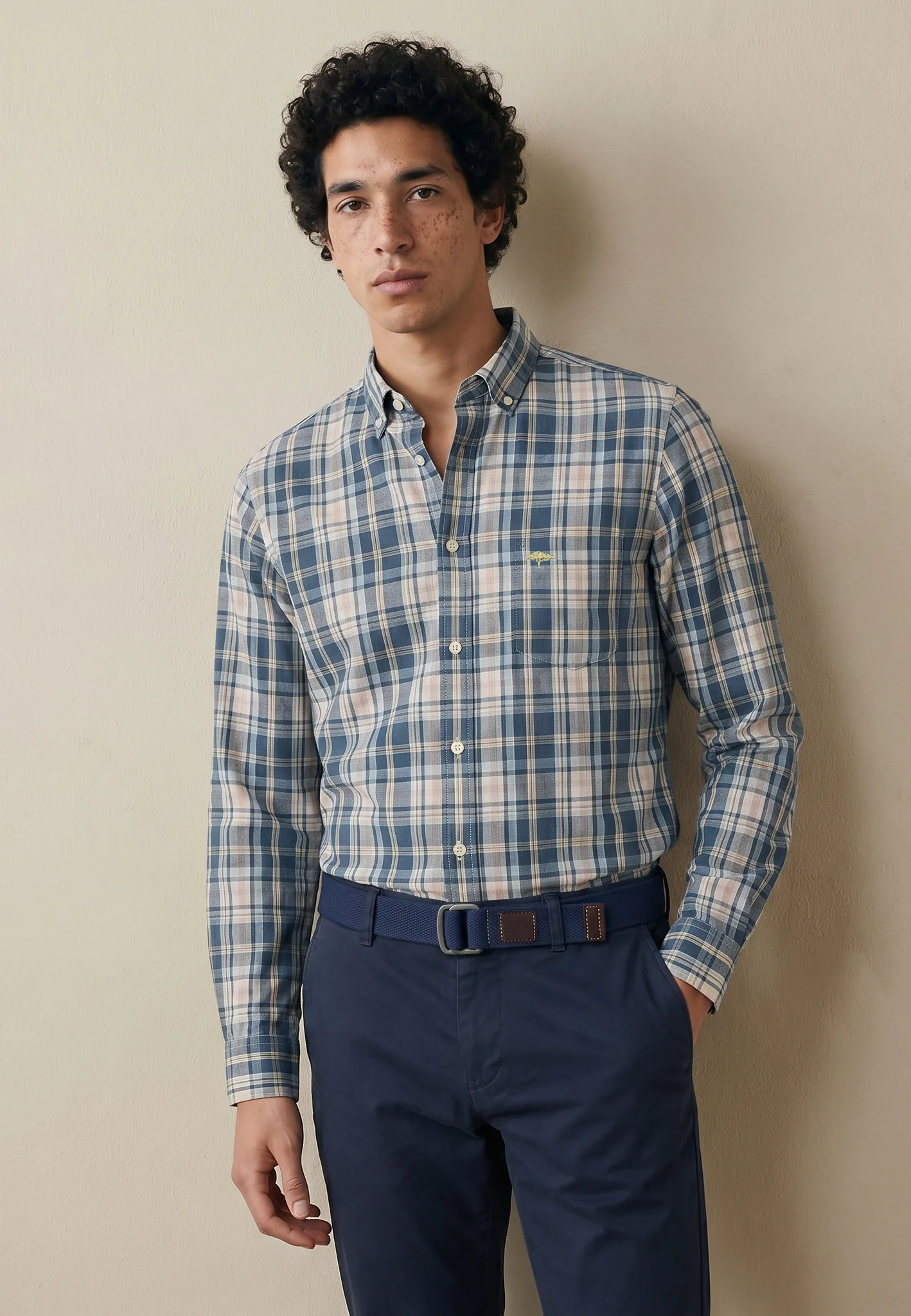 Hemd aus Baumwolle mit Karomuster und Button-Down-Kragen