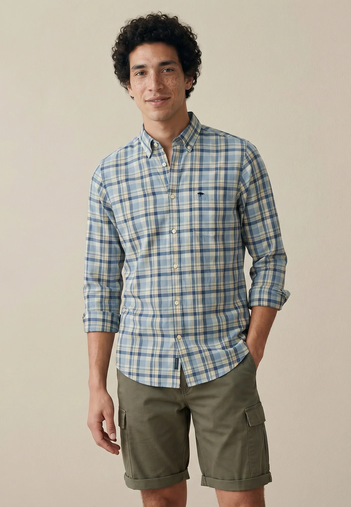 Hemd aus Baumwolle mit Karomuster und Button-Down-Kragen