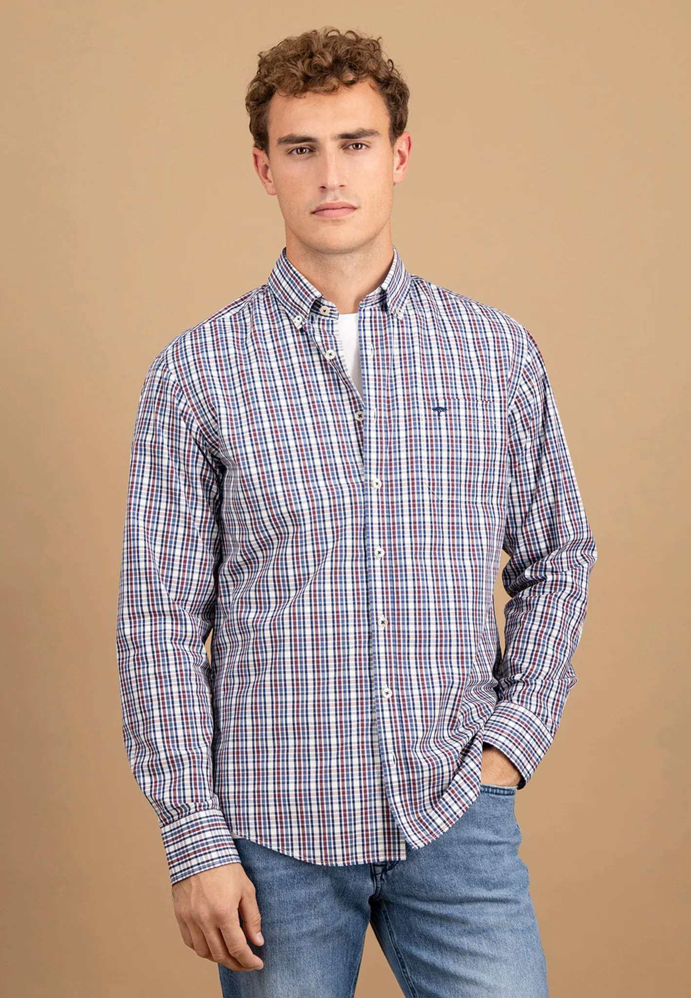 Hemd aus Baumwolle mit Karomuster und Button-Down-Kragen