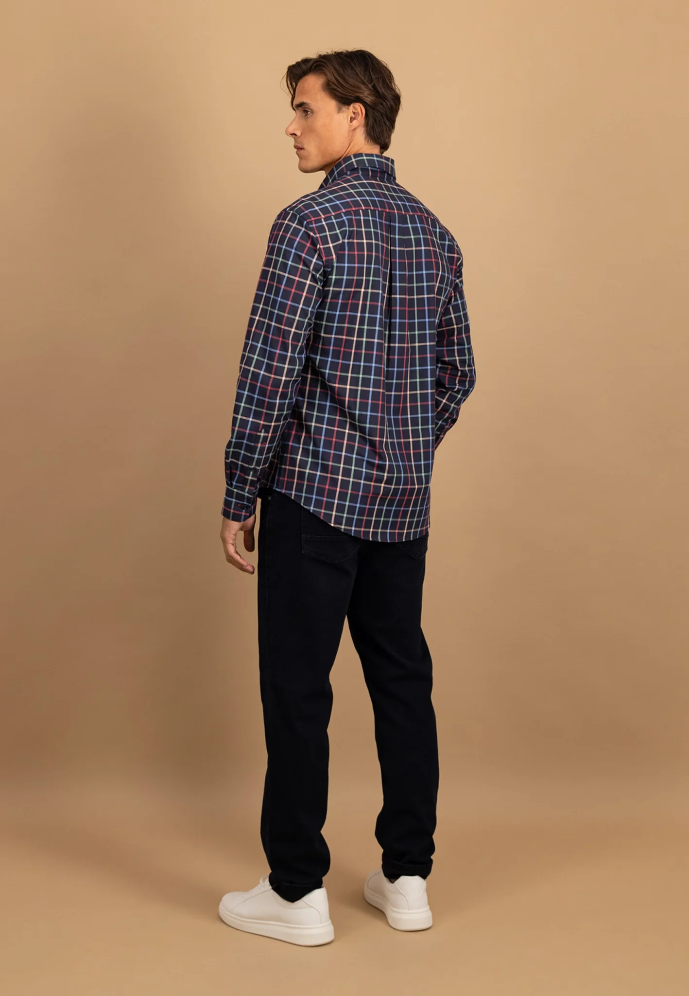 Hemd aus Baumwolle mit mehrfarbigem Karomuster und Button-Down-Kragen - Image 3